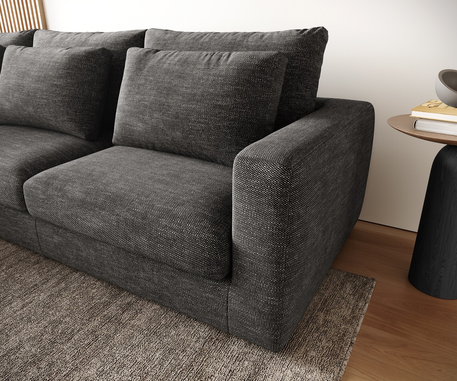 Ecksofa Isla 330x225 cm Chenille Anthrazit Ottomane links 4 Ecksofa Isla 330x225 cm Chenille Anthrazit Ottomane links 4
