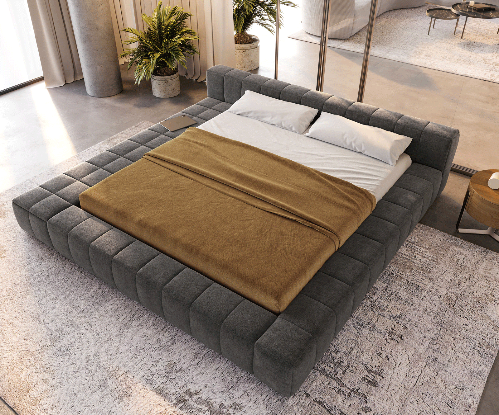 Polsterbettgestell Espazio 180x200 cm Bouclé Soft Schlamm 4