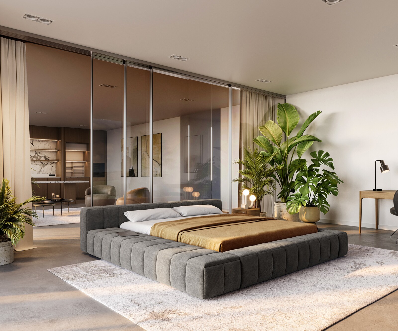 Polsterbettgestell Espazio 180x200 cm Bouclé Soft Schlamm