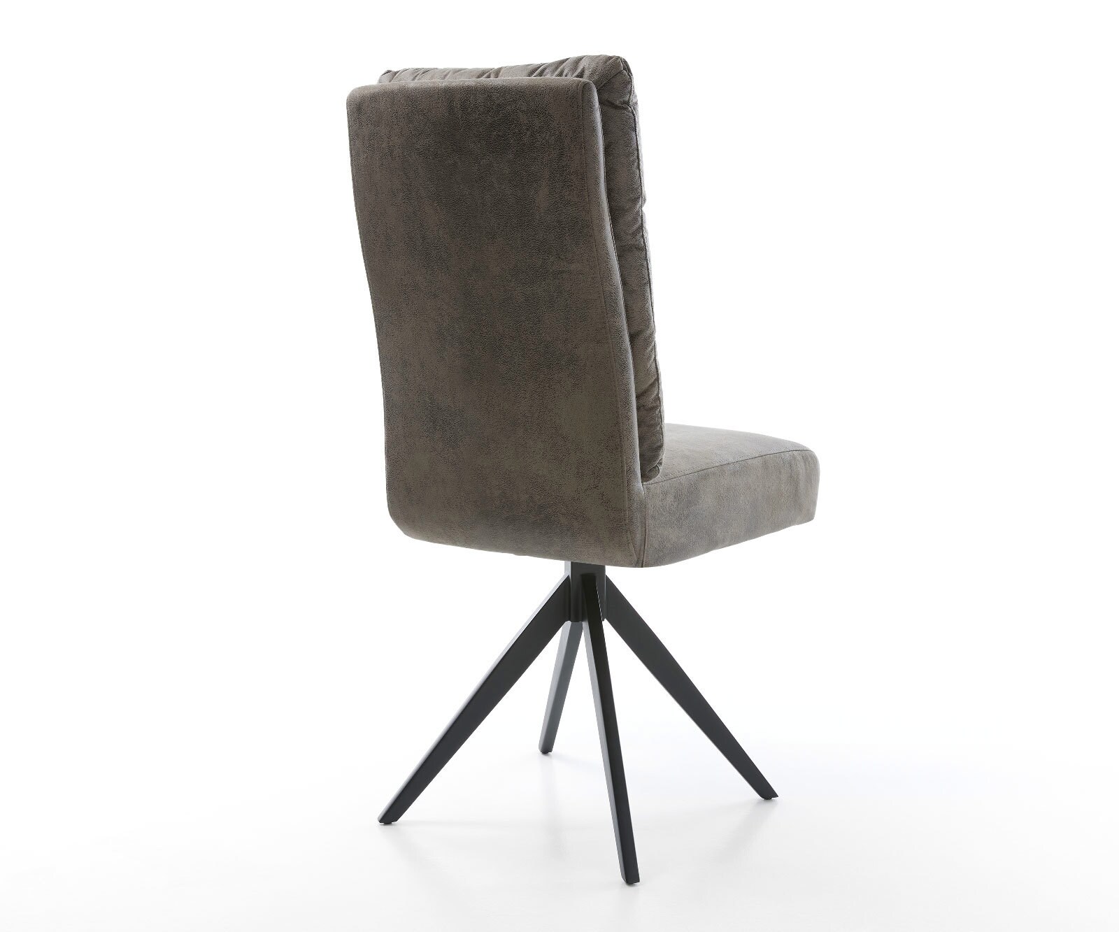 Chaise-de-salle-à-manger Pela-Flex microvelours gris antique pied croisé angulaire noir ressorts ensachés 5