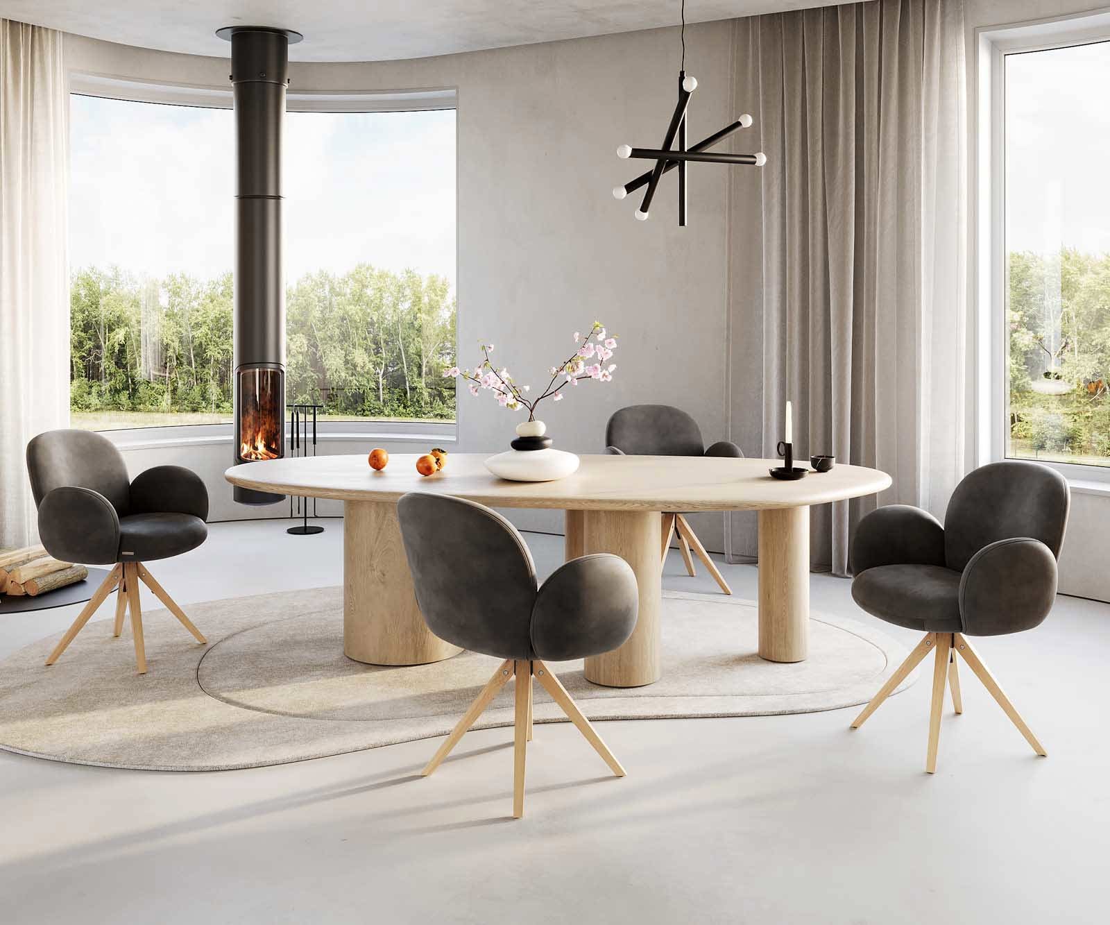 Drehstuhl Nube-Flex mit Armlehnen Mikrofaser Anthrazit Vintage Holzgestell kantig Natur 180° drehbar Taschenfederkern 3 Drehstuhl Nube-Flex mit Armlehnen Mikrofaser Anthrazit Vintage Holzgestell kantig Natur 180° drehbar Taschenfederkern 3