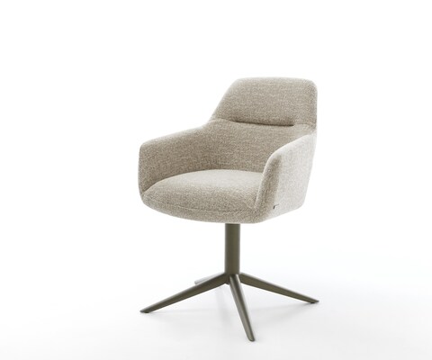Drehstuhl Pejo-Flex Webstoff Soft Beige Fußkreuz Effektfinish Titan 360° drehbar Wippfunktion Taschenfederkern