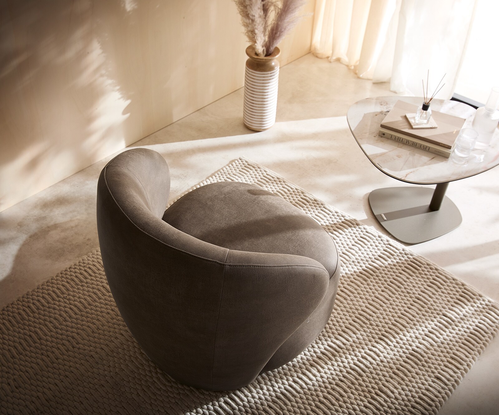 Loungesessel Pulo 80x80 cm Mikrofaser Taupe Vintage 1