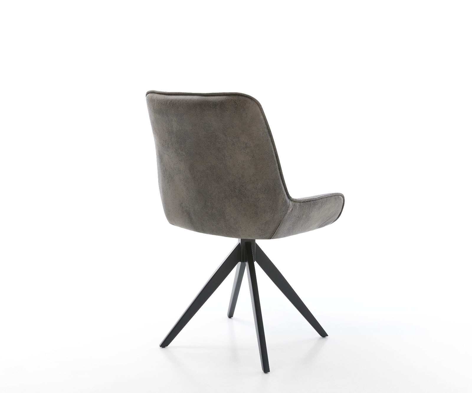 Chaise-de-salle-à-manger Taimi-Flex microvelours gris antique pied croisé angulaire noir 4