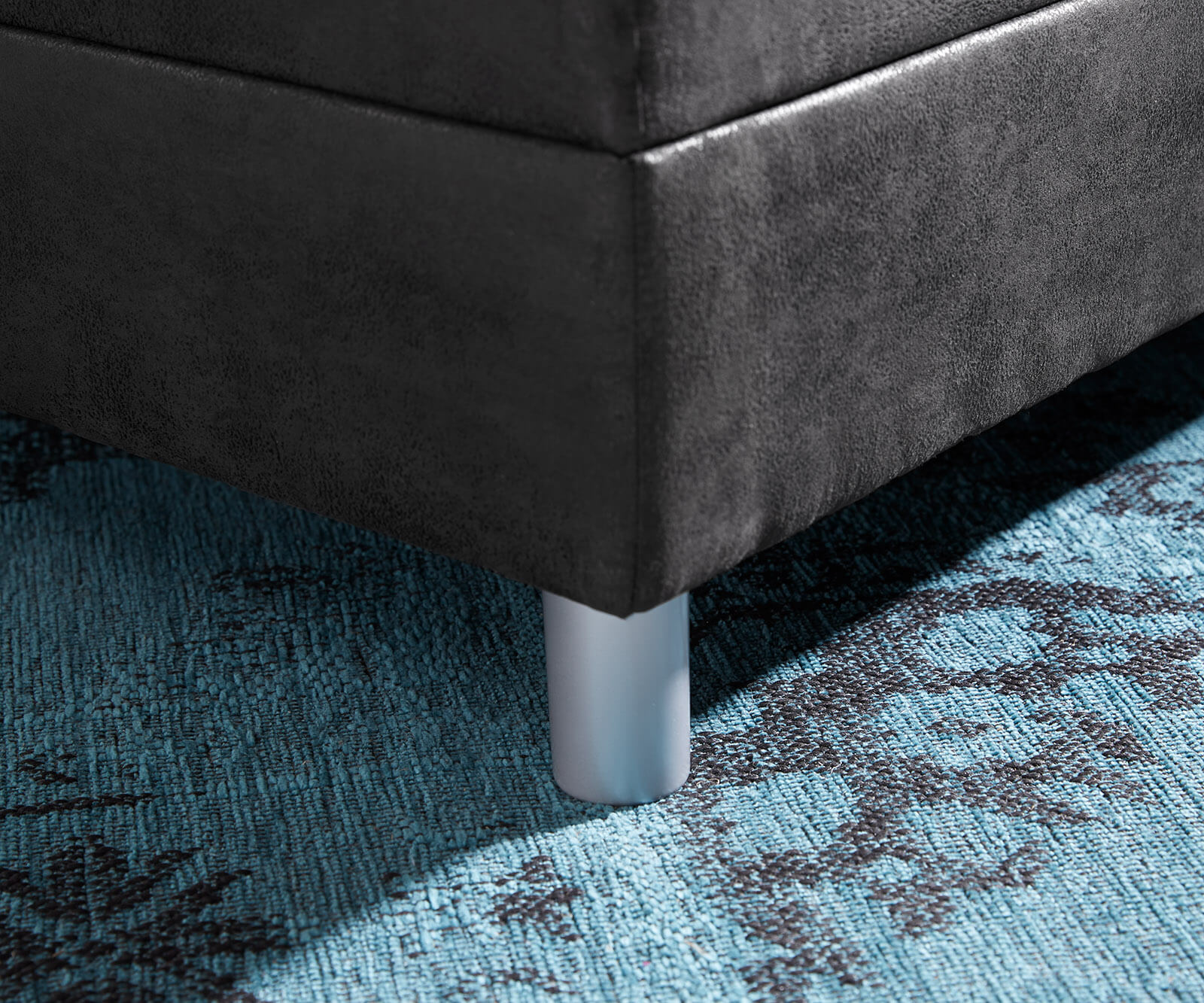 Tabouret Clovis anthracite L98 x P83 module gris micro velours 5