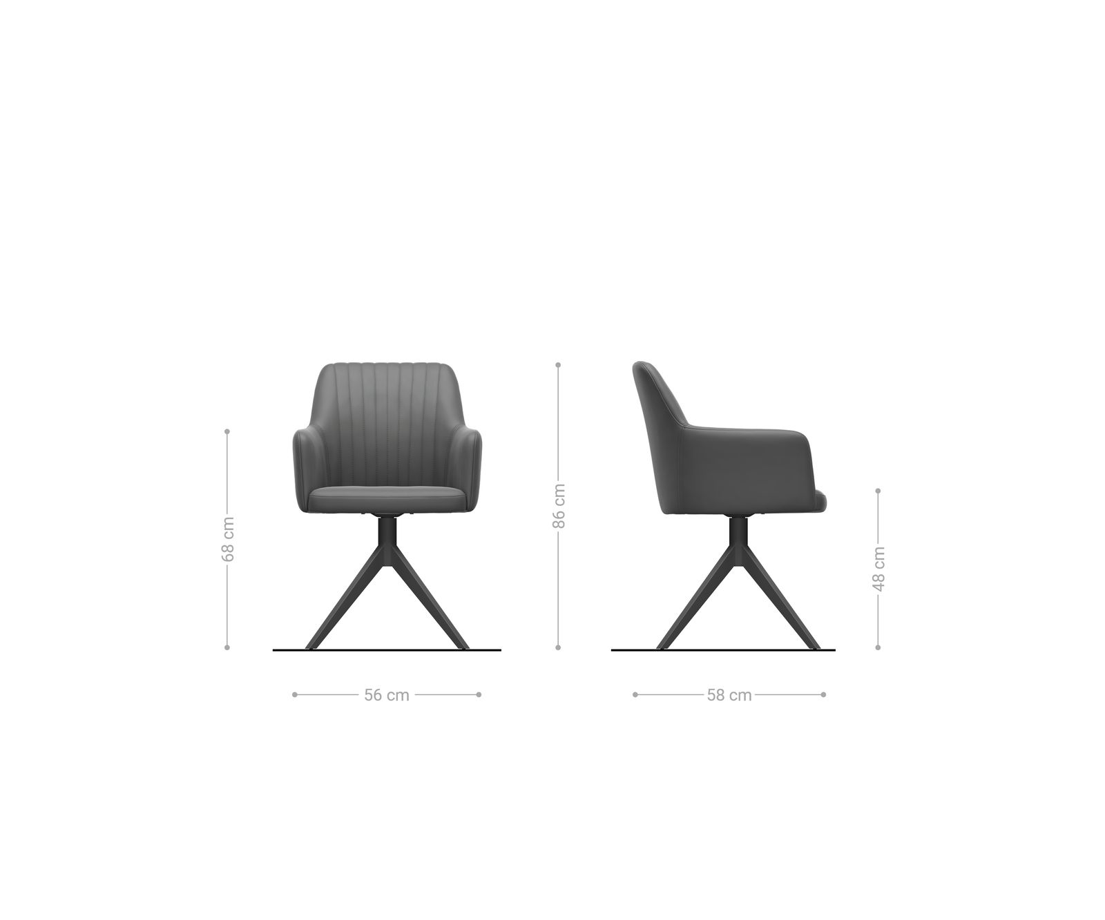 Esszimmerstuhl Greg-Flex Echt-Leder Schwarz Kreuzgestell breit Edelstahl Taschenfederkern 6
