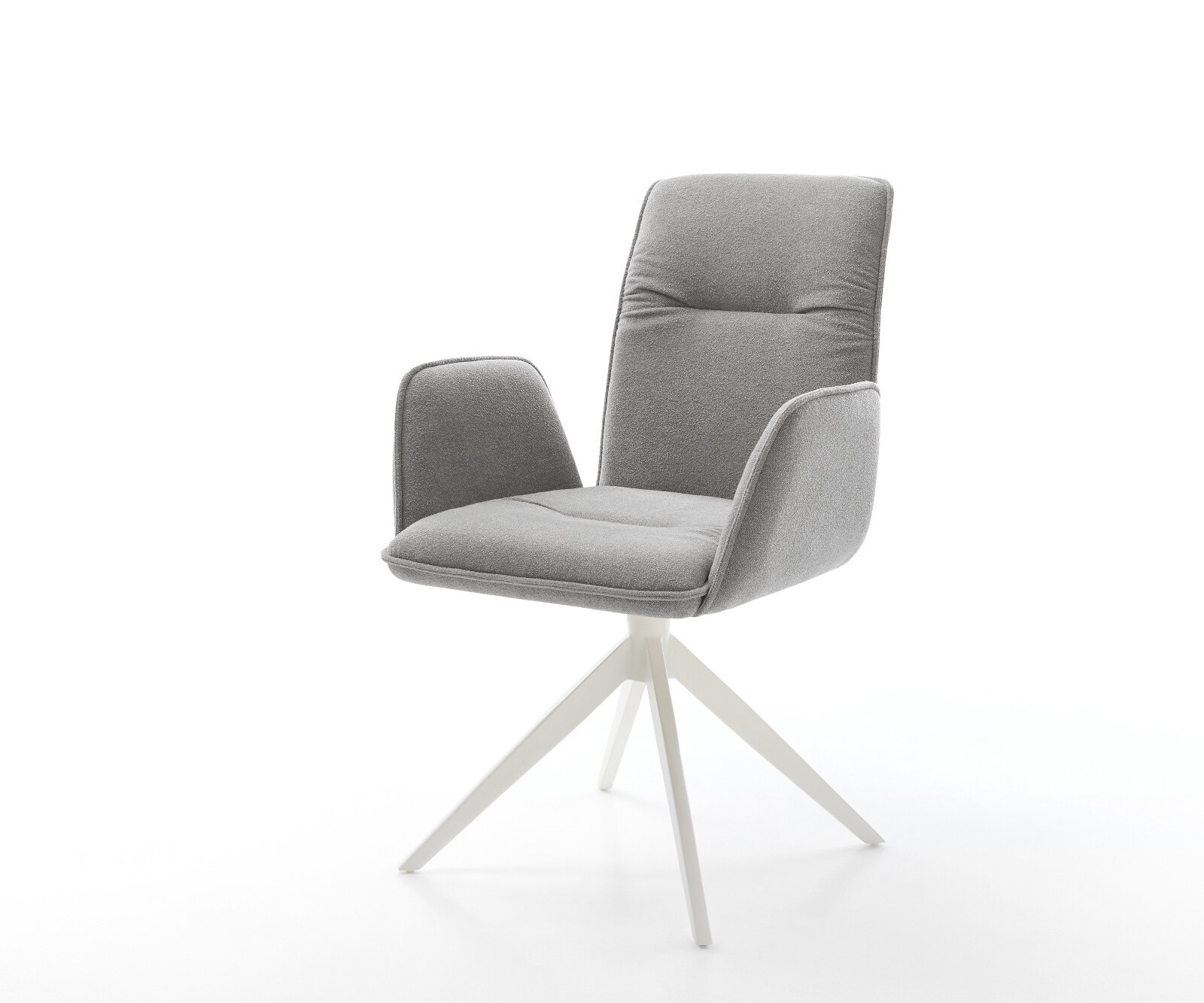Drehstuhl Vinja-Flex Strukturstoff Soft Grau Kreuzgestell breit Weiß 360° drehbar Wippfunktion 1