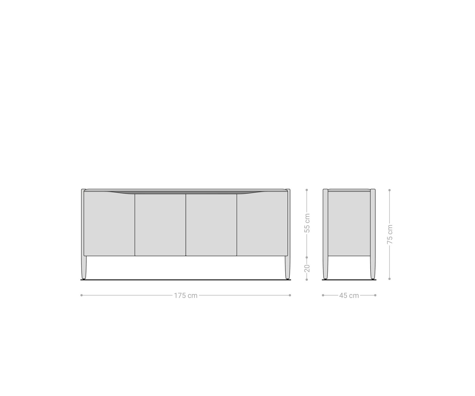 Sideboard Simcha 175 cm Akazie Natur 4 Türen 7