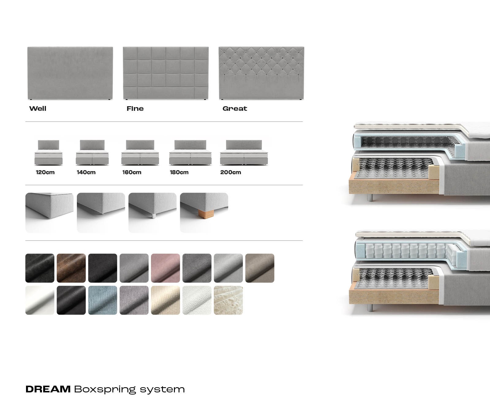Boxspringbett Dream-Well Mikrofaser Grau 200x200 cm mit Taschenfederkernmatratze und Topper Visco 6 Boxspringbett Dream-Well Mikrofaser Grau 200x200 cm mit Taschenfederkernmatratze und Topper Visco 6