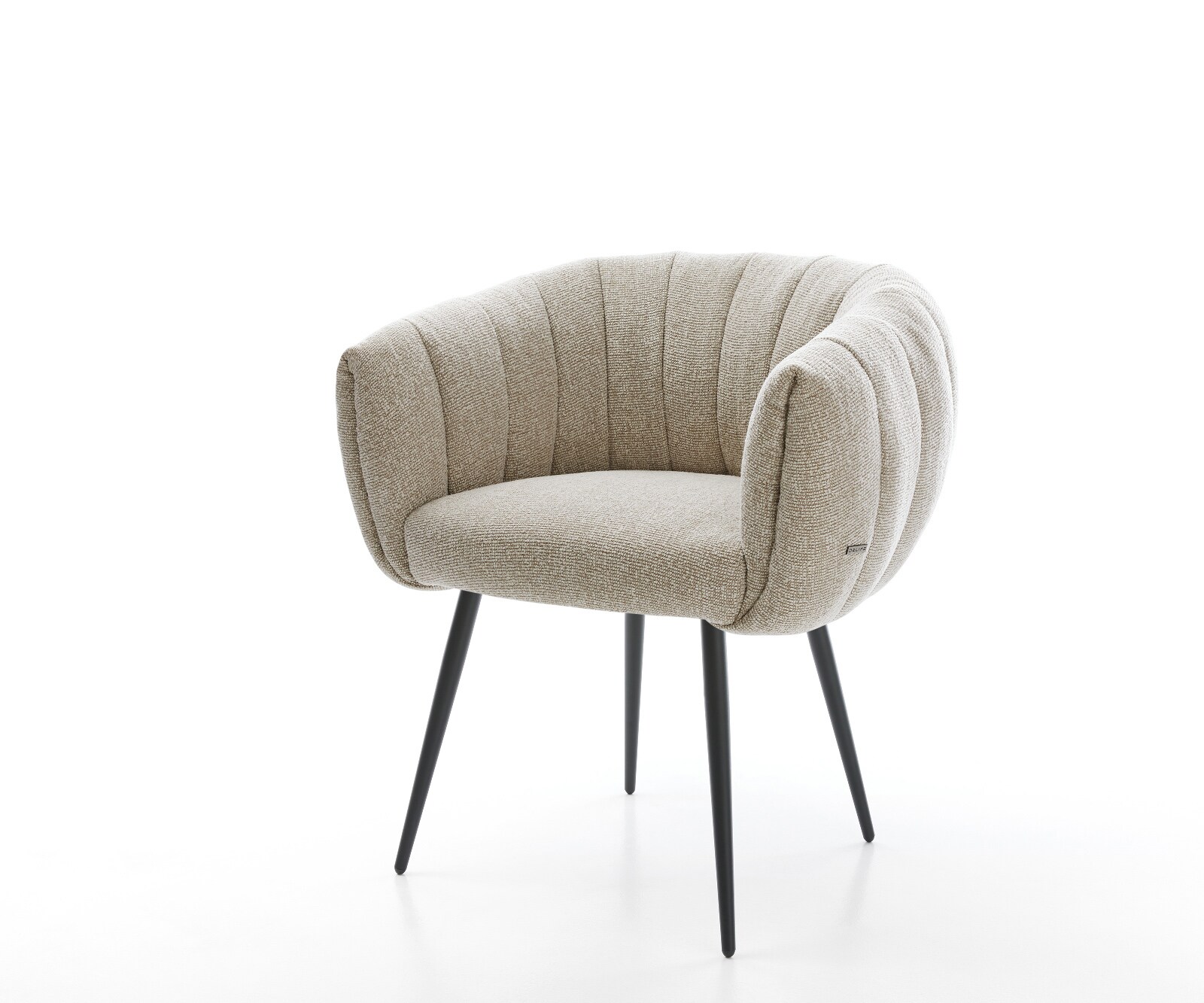 Chaise-de-salle-à-manger Jada-Flex tissu tissé doux beige 4 pieds coniques noir ressorts ensachés 1