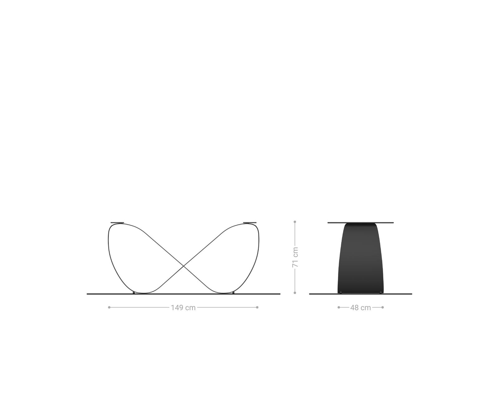 Piètement de table Infinity métal effet titane pour plateaux à partir de 240 cm 2