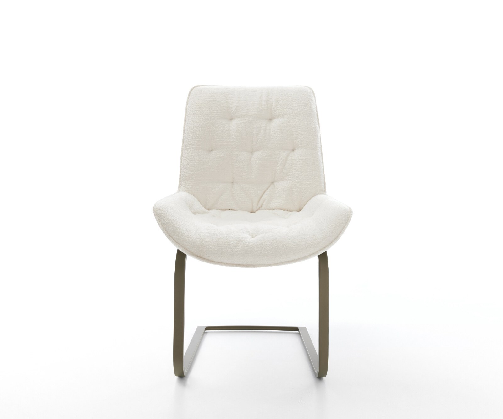 Cantilever Taimi-Flex bouclé doux beige pied cantilever plat aspect titane 2