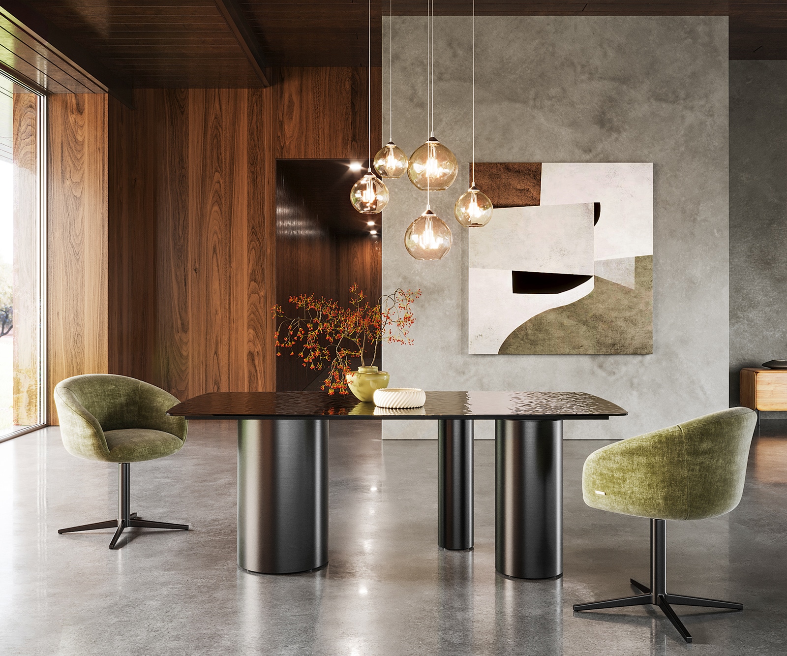 Table à manger Edge Boot 200x100 verre en relief noir 3D-Design Troa acier inoxydable graphite 1 Table à manger Edge Boot 200x100 verre en relief noir 3D-Design Troa acier inoxydable graphite 1