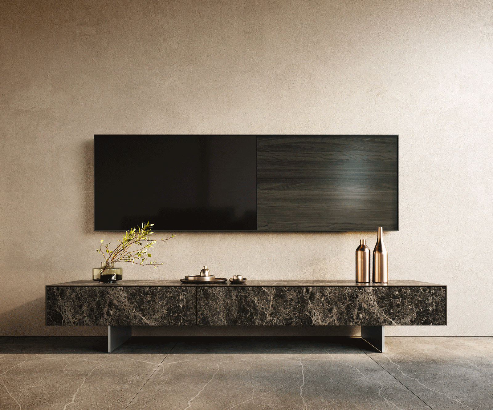 Lowboard Cuor 200 cm Keramik Laminam® Emperador Extra Lucidato Dunkelbraun 1 Klappe 1 Schubfach Fuß Schwebeoptik Edelstahl 1 Lowboard Cuor 200 cm Keramik Laminam® Emperador Extra Lucidato Dunkelbraun 1 Klappe 1 Schubfach Fuß Schwebeoptik Edelstahl 1