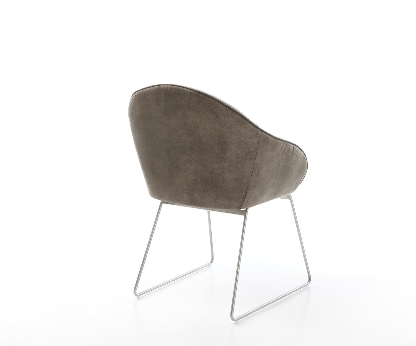 Chaise-de-salle-à-manger Gaio-Flex microvelours taupe vintage pied trapèze acier inoxydable brossé 5 Chaise-de-salle-à-manger Gaio-Flex microvelours taupe vintage pied trapèze acier inoxydable brossé 5