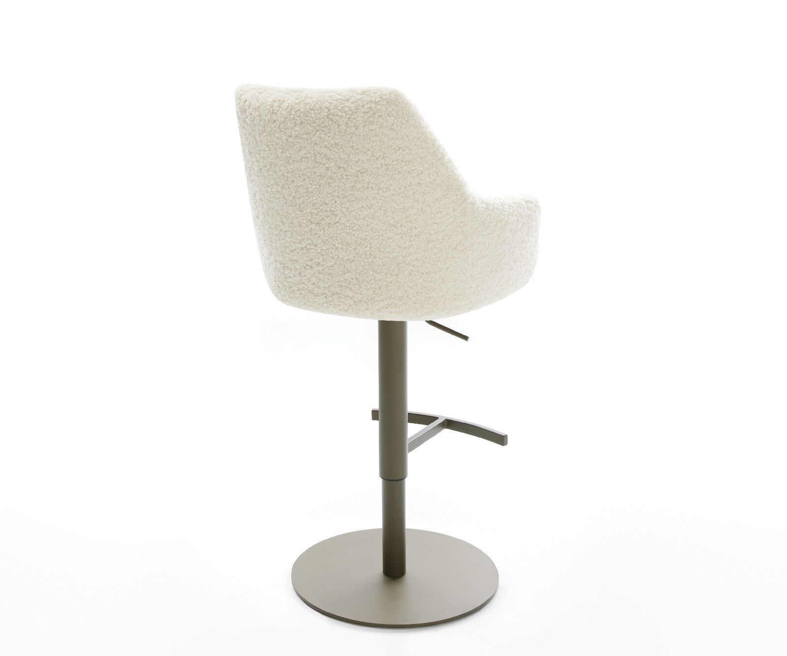 Barstuhl Alja-Flex Teddystoff Beige Drehfuß höhenverstellbar Metall Titanfarben Taschenfederkern 5
