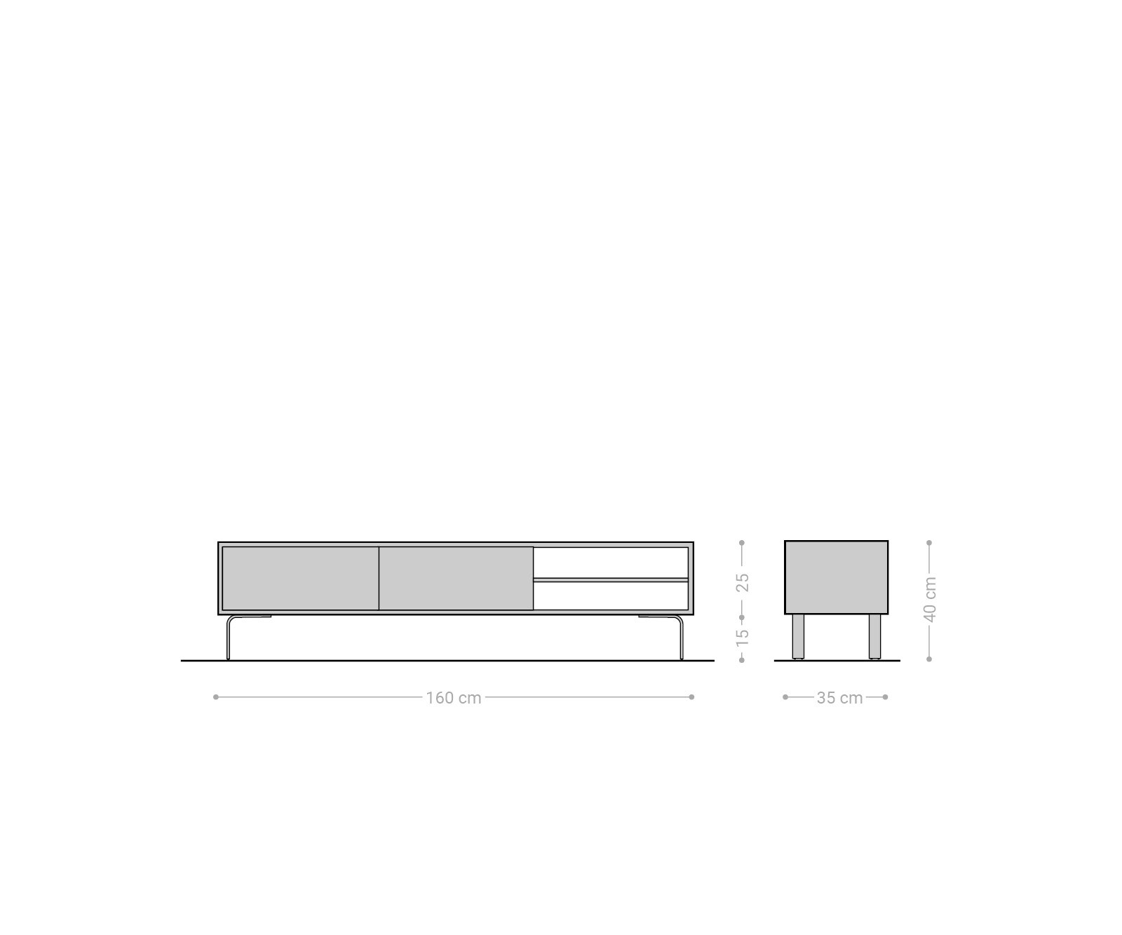Buffet bas Fevo 160 cm acacia nature 2 portes Pied-L 5