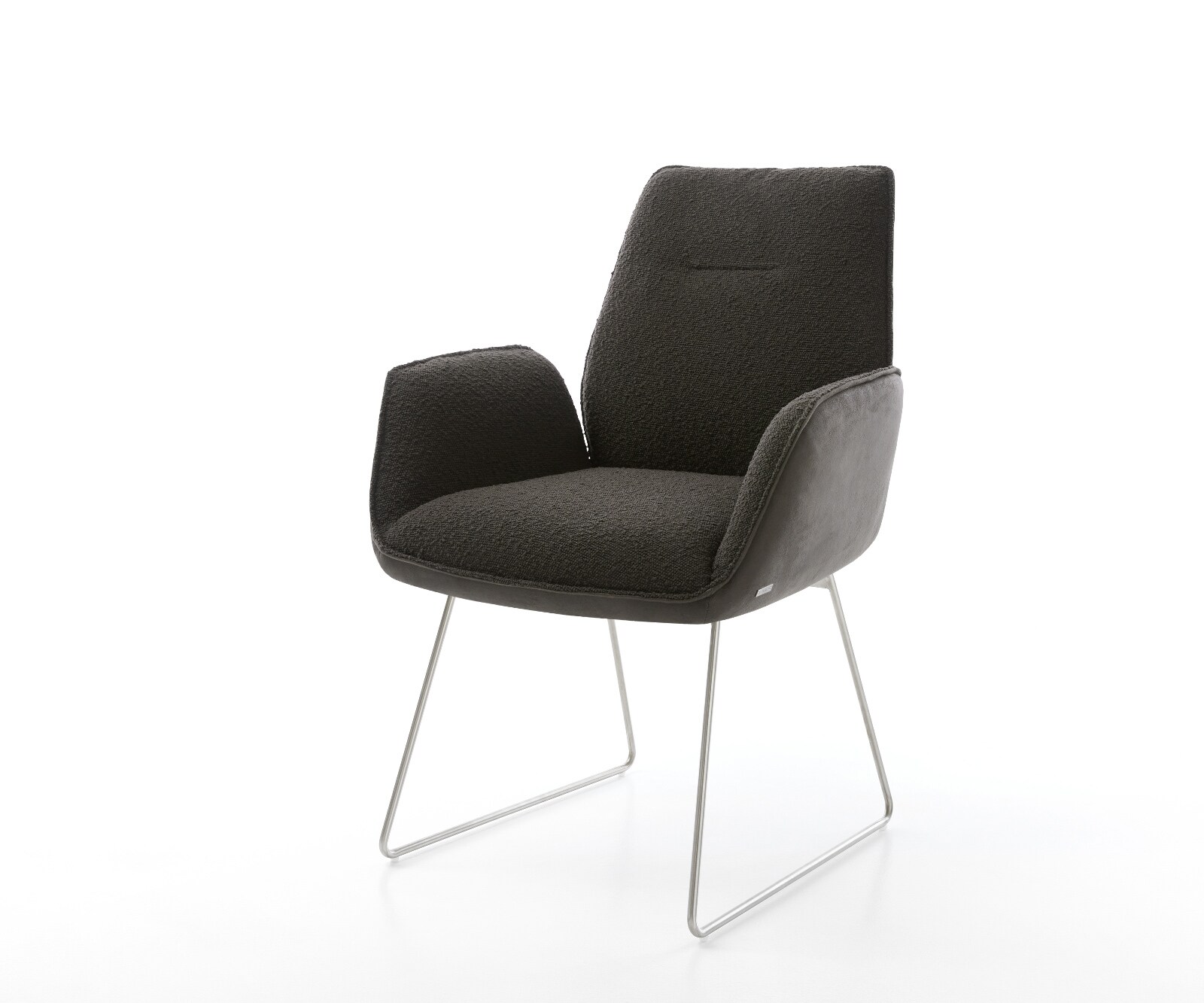 Chaise-de-salle-à-manger Zoa-Flex tissu mixte noir pied trapèze roestvrij staal ressorts ensachés