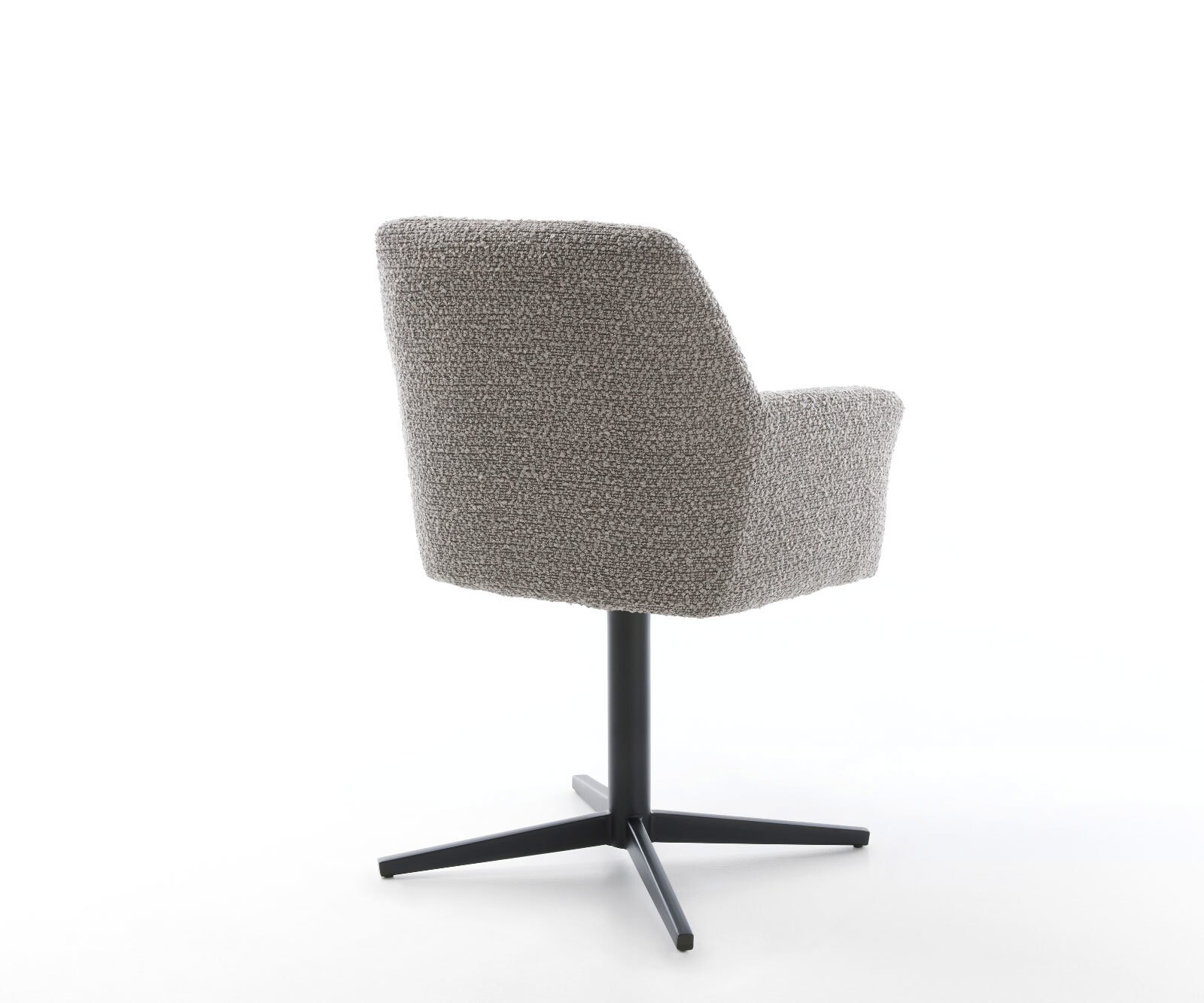 Chaise-pivotante Xana-Flex avec accoudoirs bouclé gris argenté pied de chaise 4 branches noir pivotement sur 360° ressorts ensachés 5