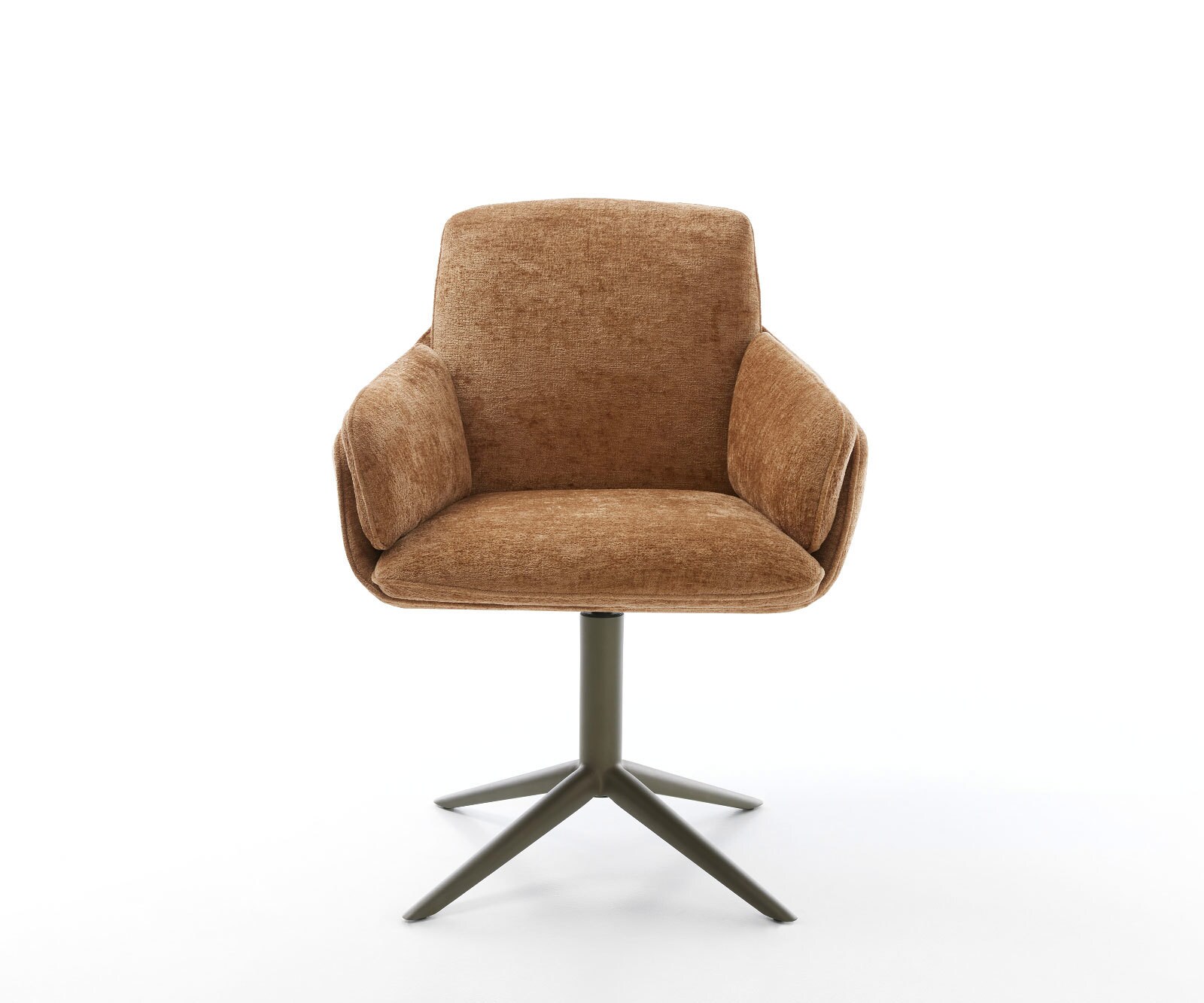 Chaise-pivotante Luan-Flex avec accoudoirs chenille rouille pied de chaise 4 branches aspect titane pivotement sur 360° fonction bascule 1