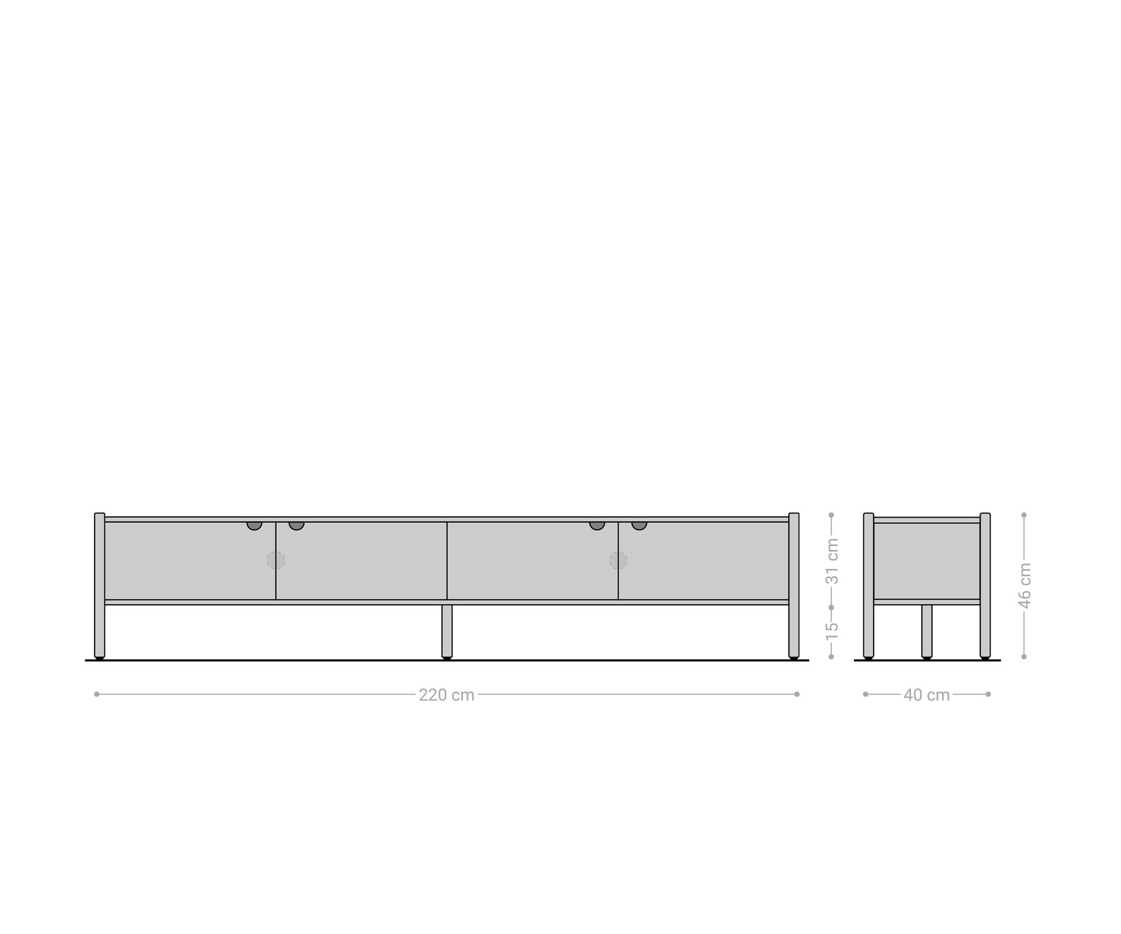 Meuble-TV Caius 220 cm acacia aura 4 portes 6