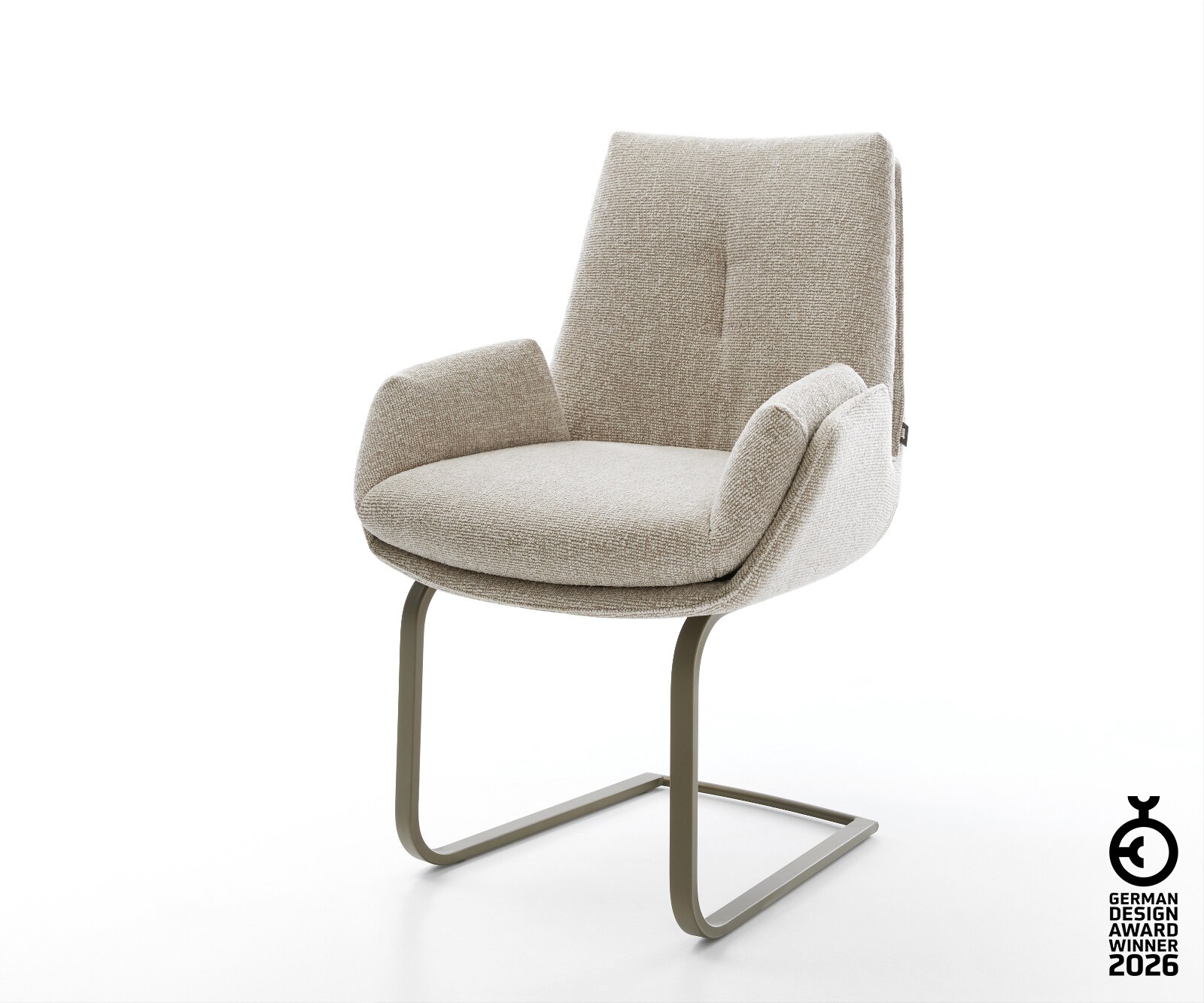 Cantilever Clea-Flex tissu tissé doux beige pied cantilever plat aspect titane