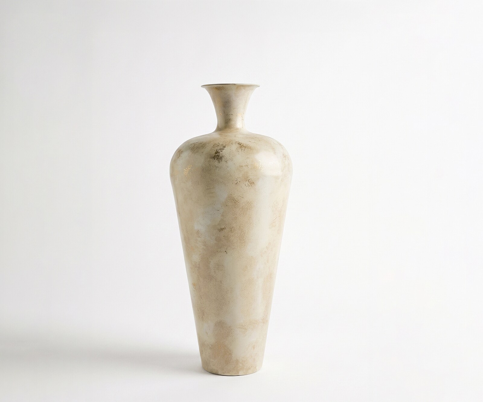 Vase Marvella B27 x T27 x H64 cm Metall Alabaster Gold Handgemacht