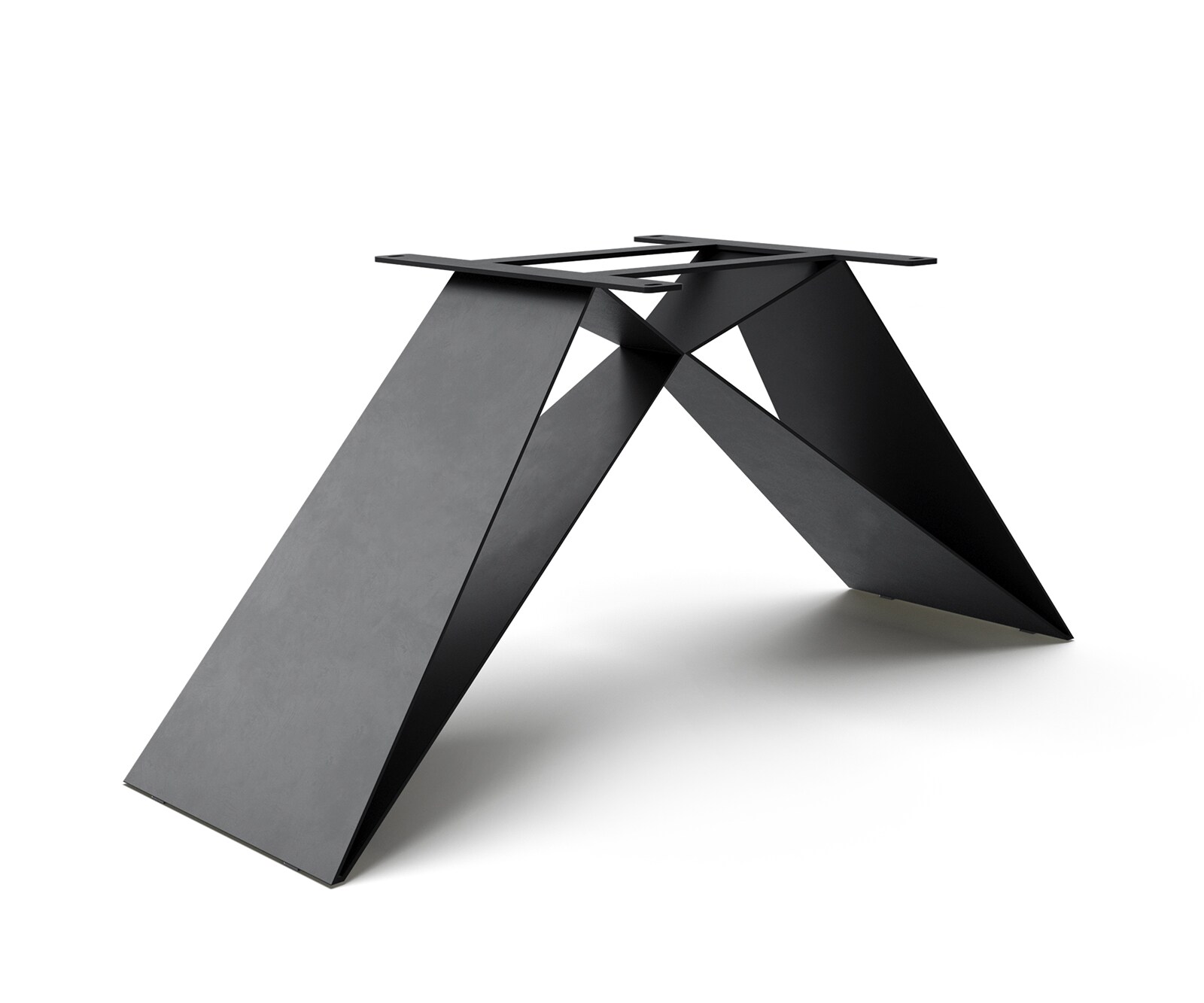 Cadre en V acier plat métal noir pour plateaux de table à partir de 200 cm