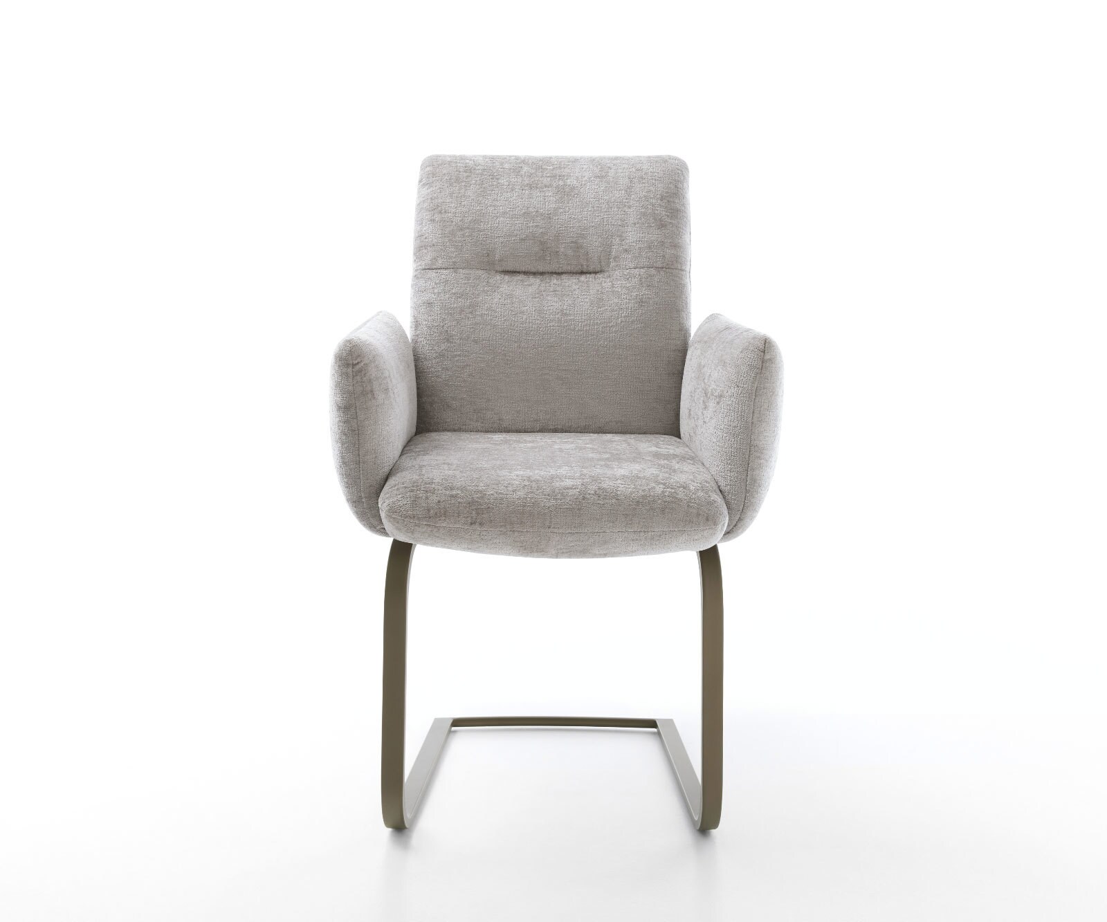 Freischwinger Jova-Flex mit Armlehnen Chenille Silbergrau Freischwinger flach Effektfinish Titan Taschenfederkern 2