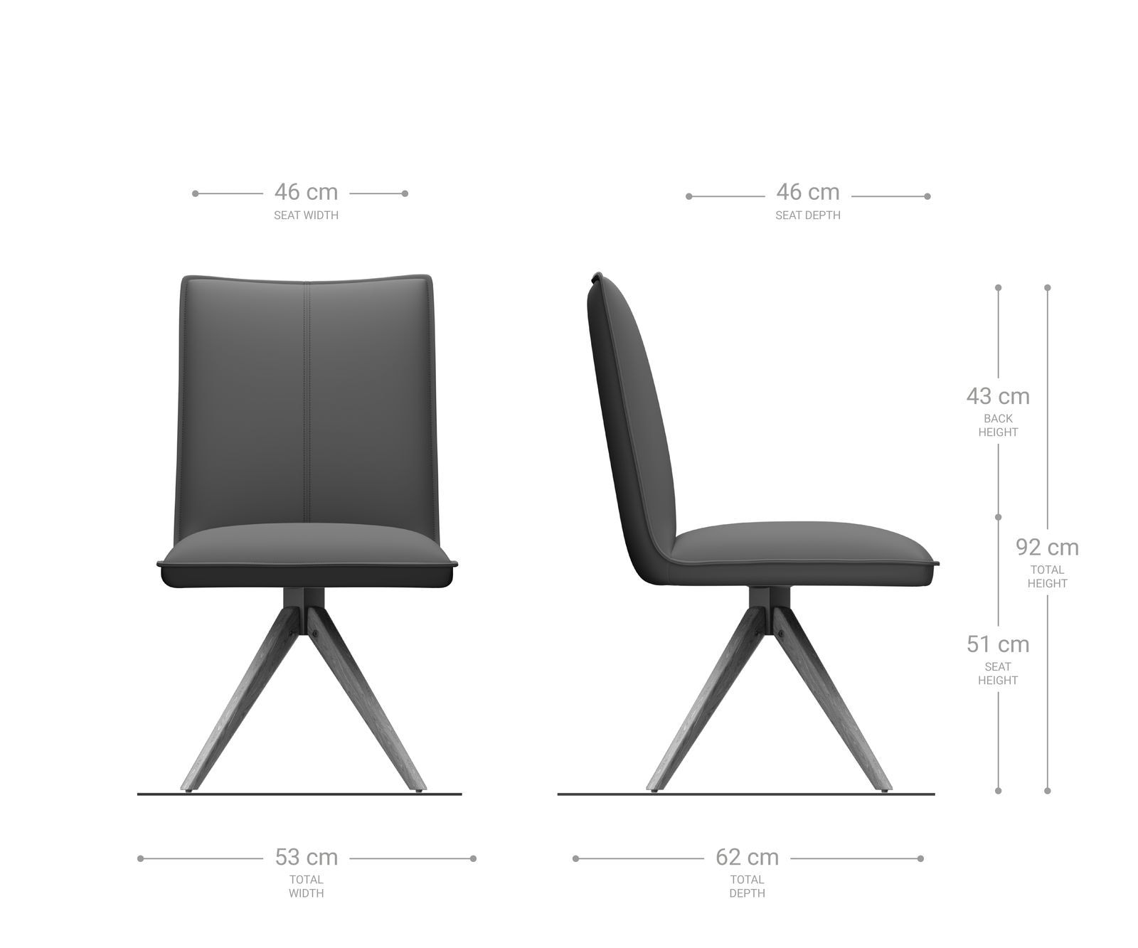 Chaise-de-salle-à-manger Lelio-Flex velours gris pied en bois angulaire naturel ressorts ensachés 6