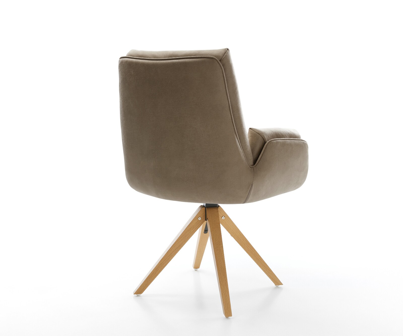 Chaise-pivotante Clea-Flex microfibre beige vintage pied en bois angulaire naturel pivotement sur 180° 5