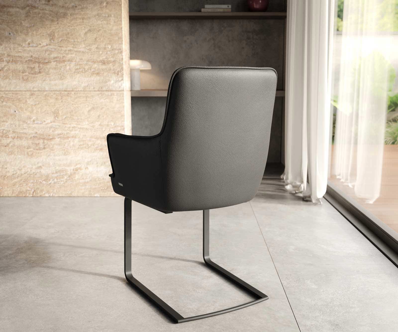 Freischwinger Heira-Flex mit Armlehnen Echt-Leder Schwarz Freischwinger flach Schwarz Taschenfederkern 1 Freischwinger Heira-Flex mit Armlehnen Echt-Leder Schwarz Freischwinger flach Schwarz Taschenfederkern 1