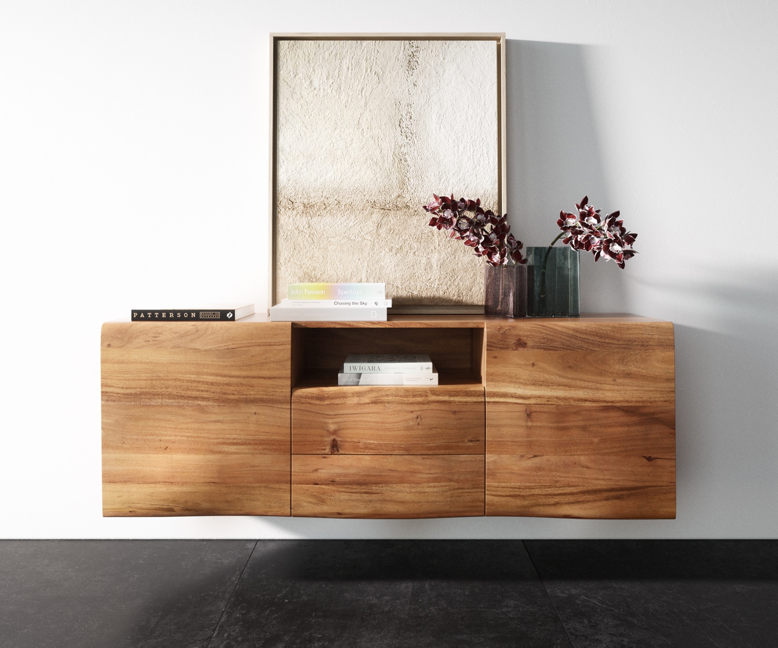 Buffet New Live-Edge 145 cm acacia naturel 2 portes 2 tiroirs 1 compartiment fixation murale 3 Buffet New Live-Edge 145 cm acacia naturel 2 portes 2 tiroirs 1 compartiment fixation murale 3