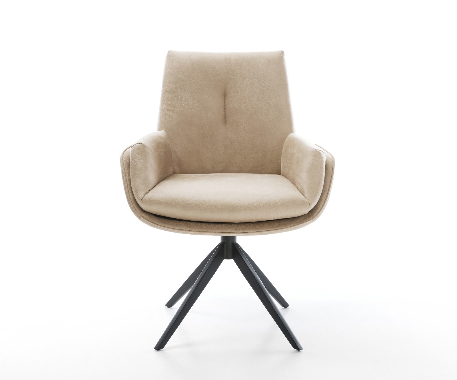 Drehstuhl Clea-Flex Mikrofaser Beige Vintage Kreuzgestell breit Schwarz 360° drehbar Wippfunktion 3