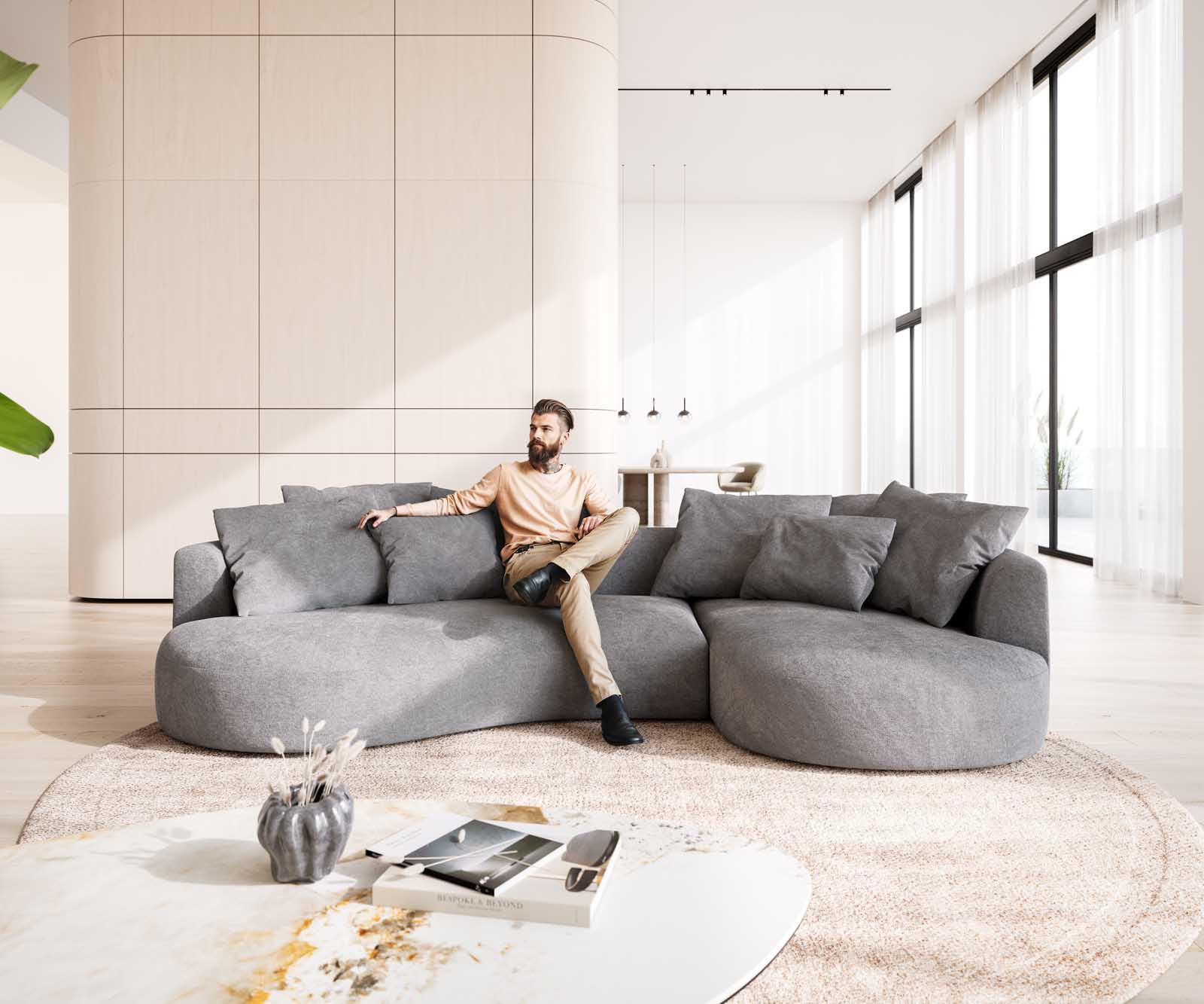 Sofa Edina 330x170 cm Mikrofaser Grau 1 Sofa Edina 330x170 cm Mikrofaser Grau 1