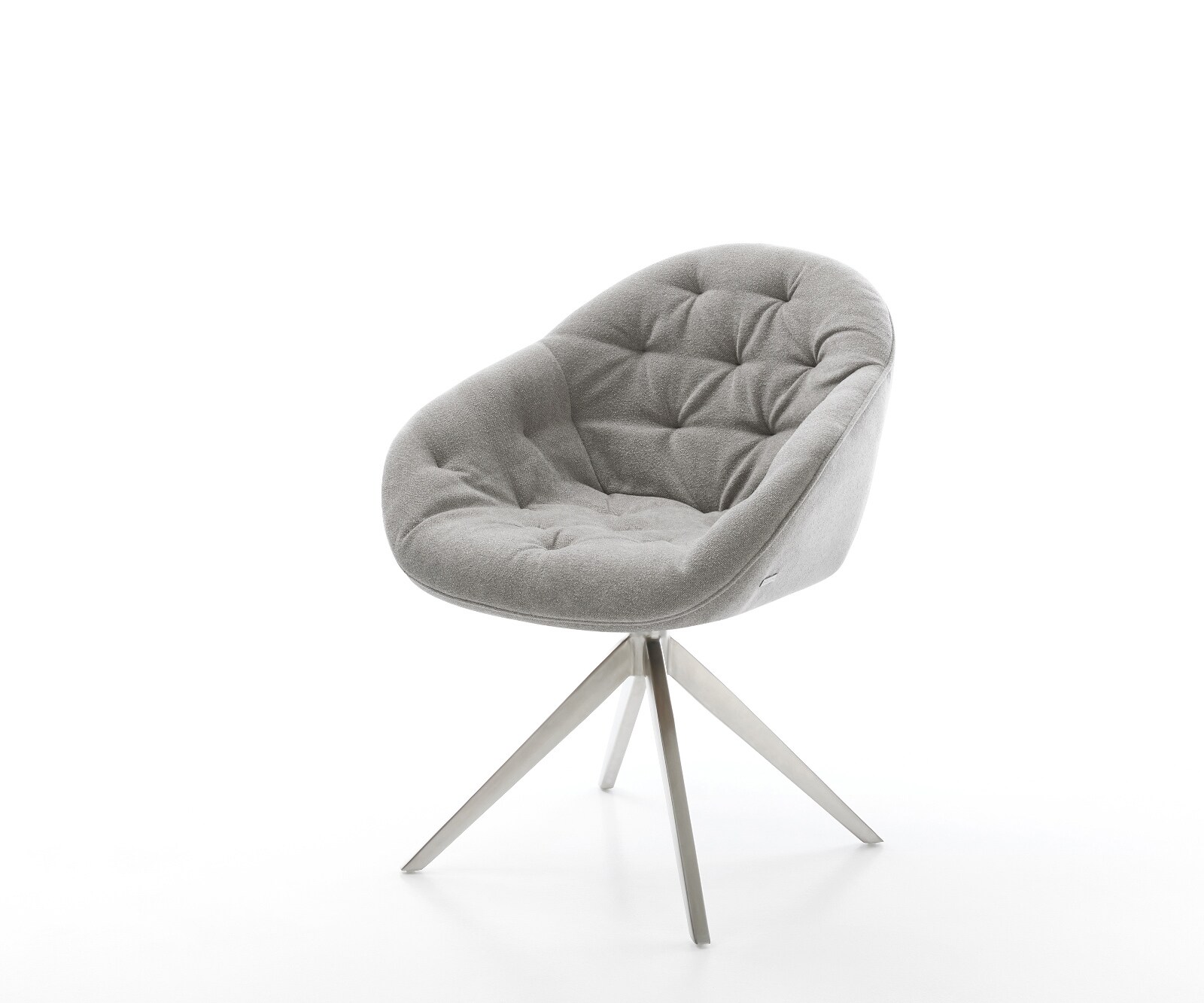 Drehstuhl Gaio-Flex Strukturstoff Soft Grau Kreuzgestell breit Edelstahl 360° drehbar Wippfunktion 1
