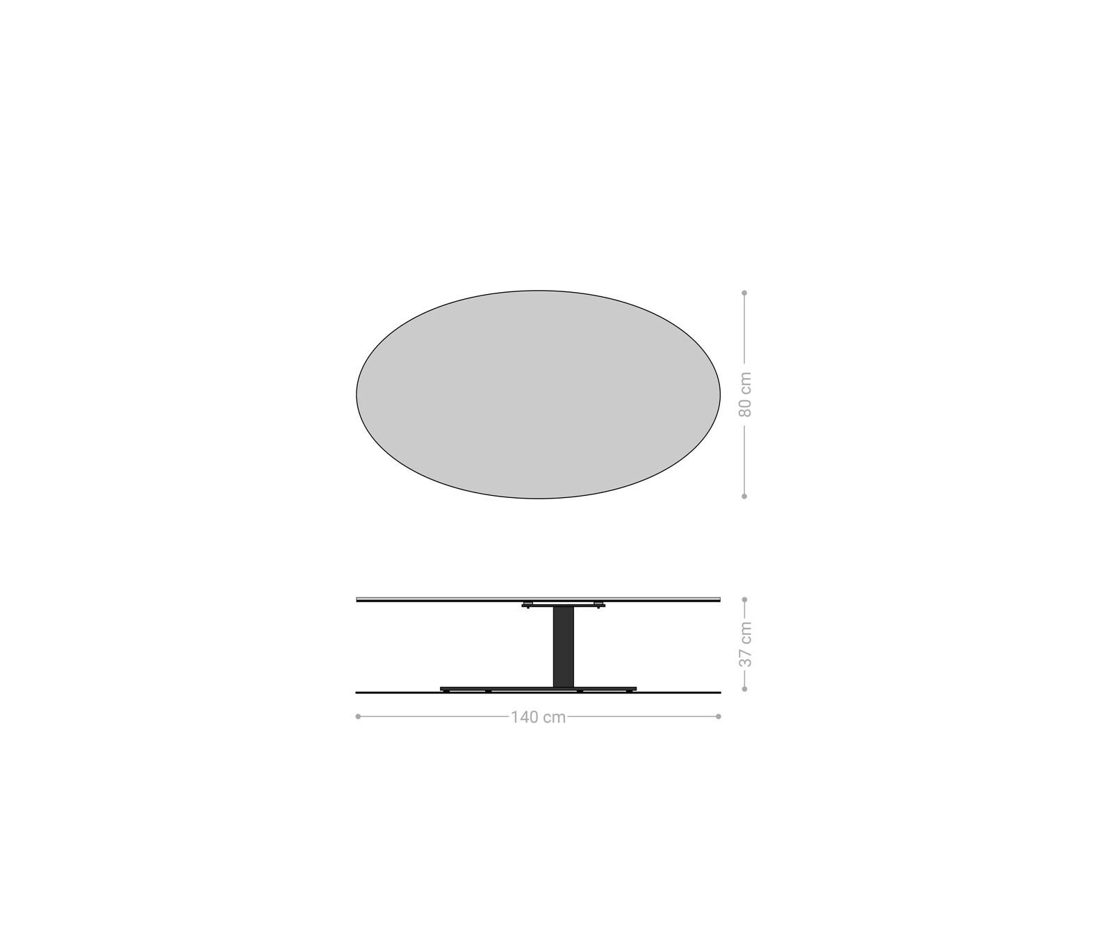 Table basse Edge ovale 140x80 cm céramique Onyx Champagne Vibany métal noir 8