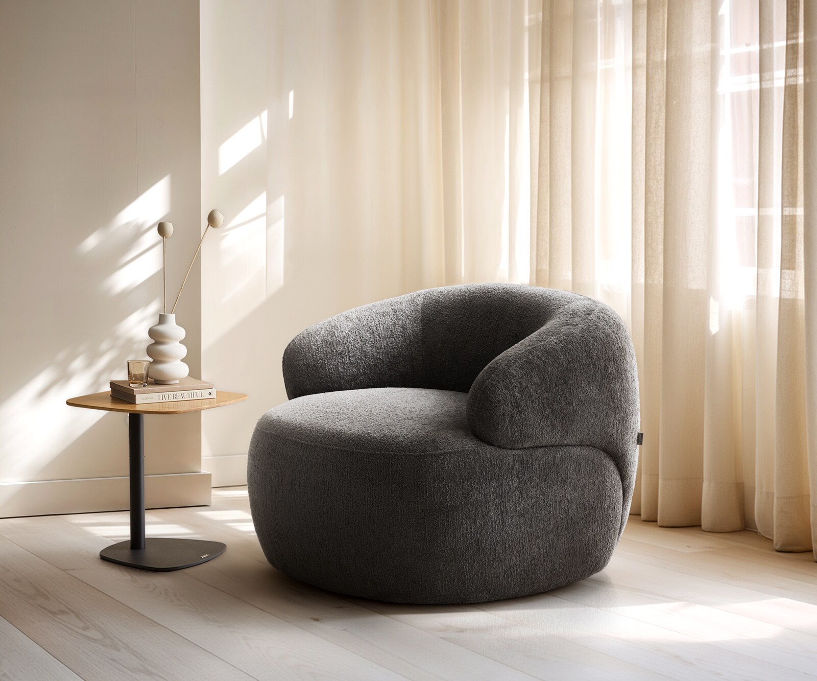 Loungesessel Nova 88x88 cm Bouclé Soft Schlamm