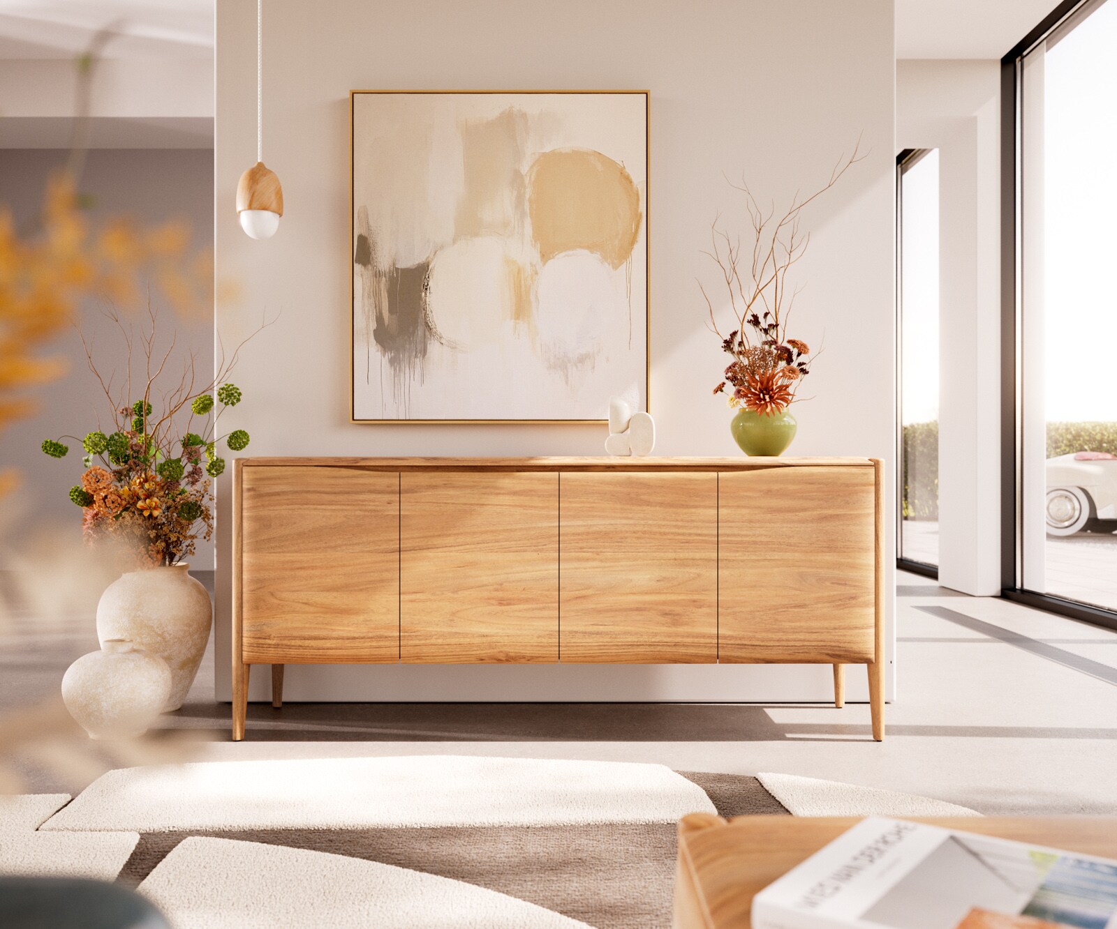 Sideboard Simcha 175 cm Akazie Natur 4 Türen 2