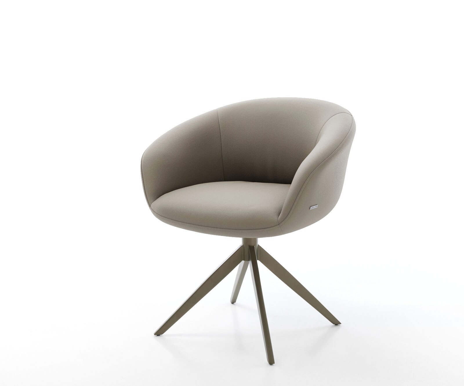 Drehstuhl Vinka-Flex mit Armlehnen Echt-Leder Schlamm Kreuzgestell breit Effektfinish Titan 360° drehbar Wippfunktion Taschenfederkern