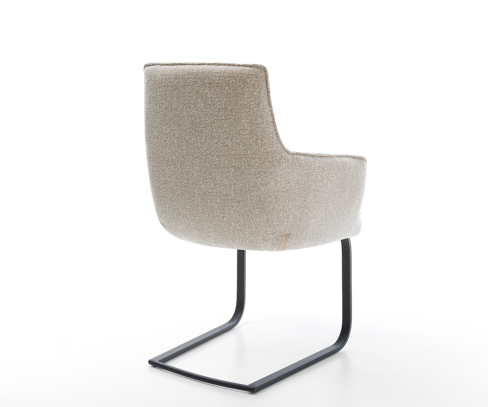 Freischwinger Heira-Flex mit Armlehnen Webstoff Soft Beige Freischwinger flach Schwarz Taschenfederkern 4