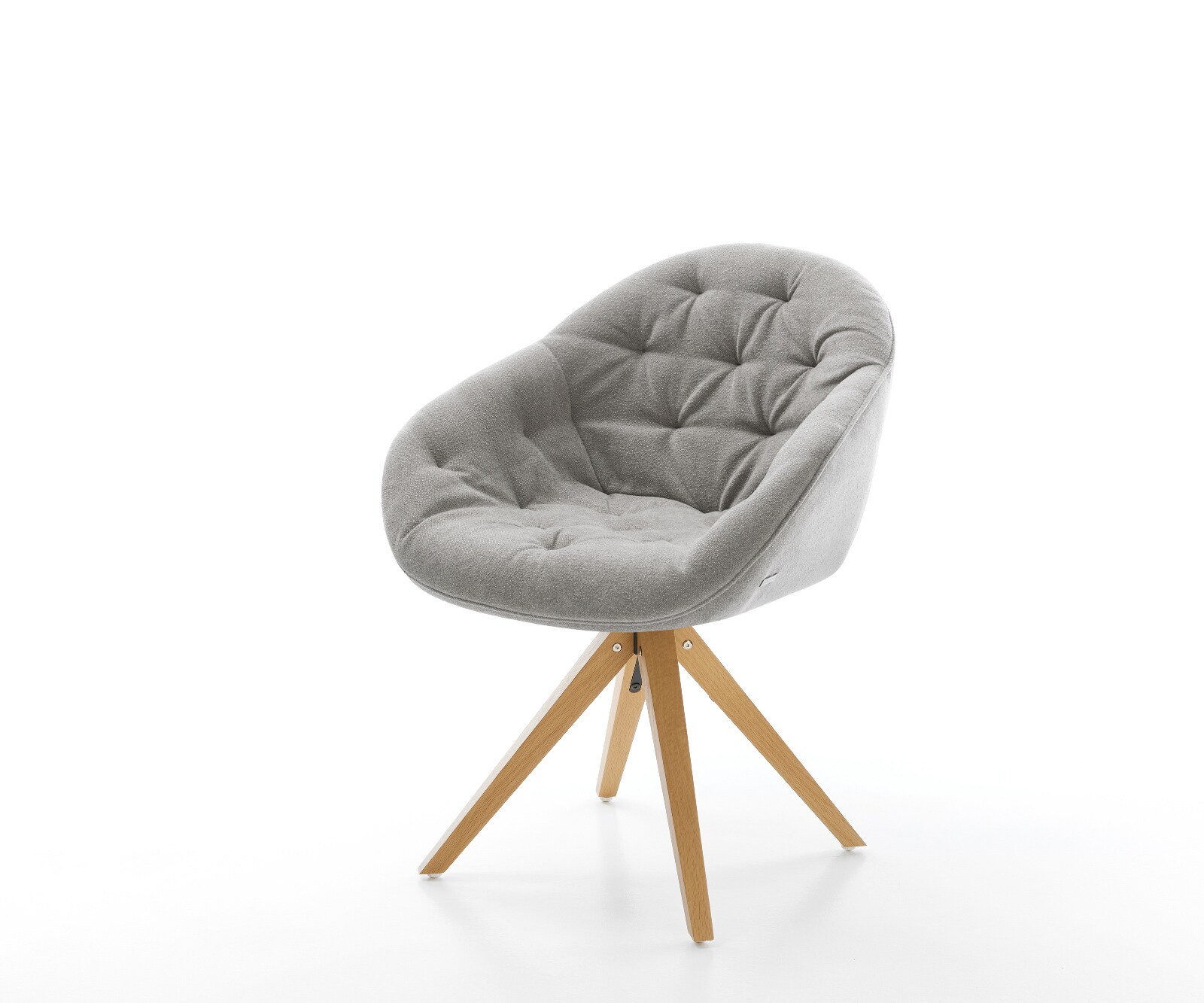 Drehstuhl Gaio-Flex Strukturstoff Soft Grau Holzgestell kantig Natur 360° drehbar 1