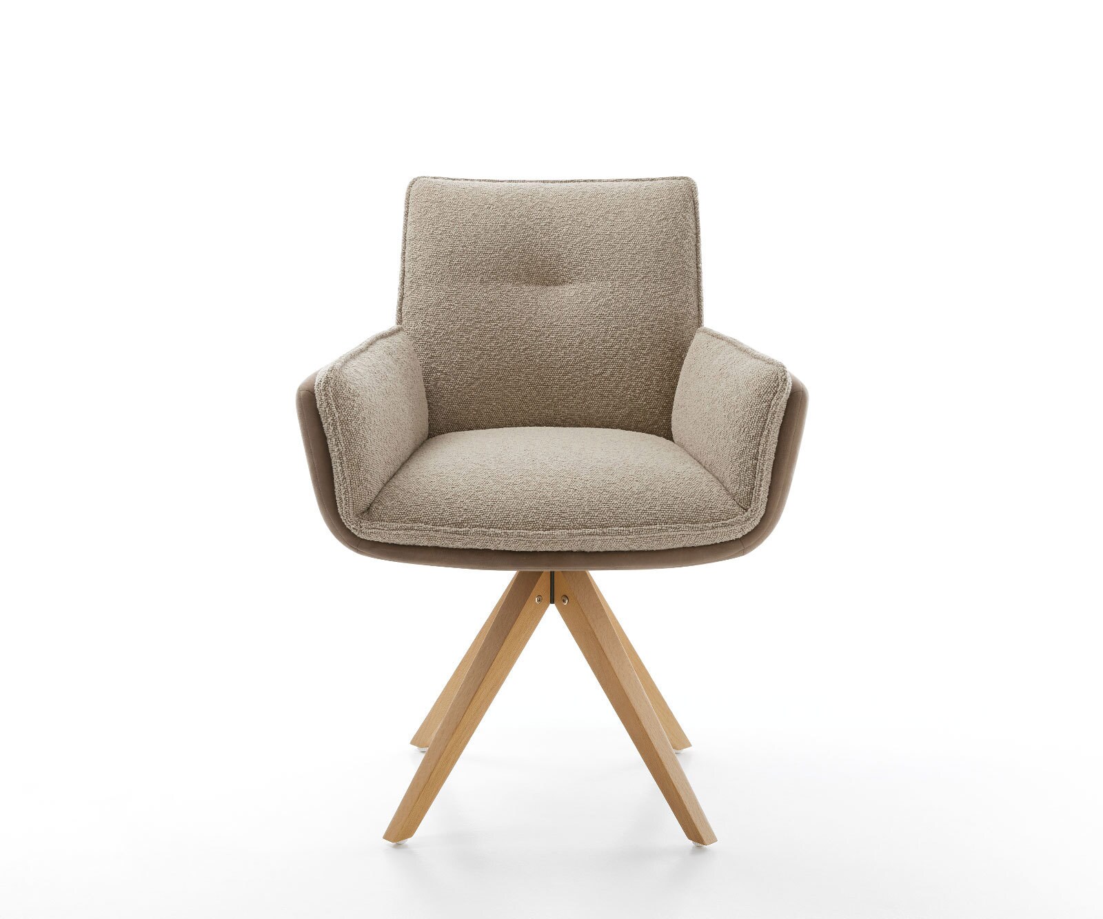 Chaise-pivotante Nela-Flex tissu mixte couleur boue pied en bois angulaire naturel pivotement sur 180° 1