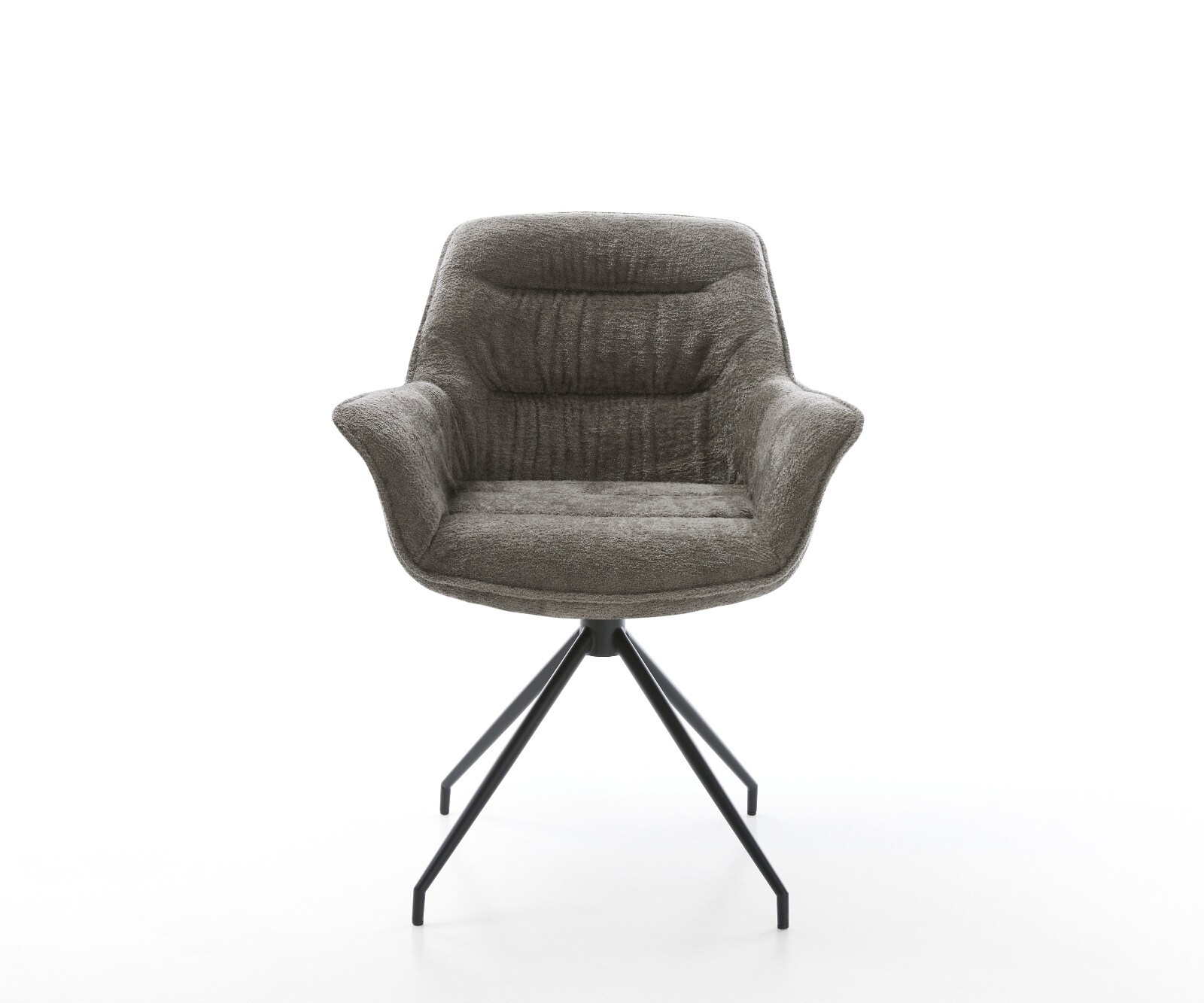 Chaise-de-salle-à-manger Kaira-Flex bouclé doux couleur boue pied croisé conique noir 2