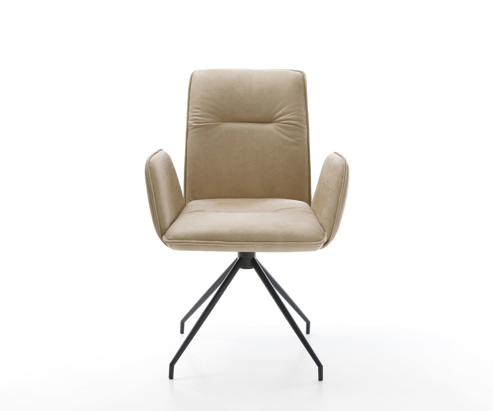Chaise-de-salle-à-manger Vinja-Flex microvelours beige vintage pied croisé conique noir 1