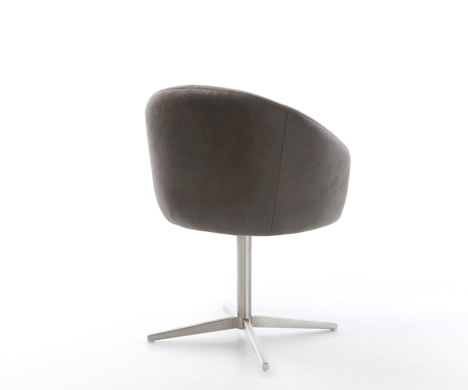 Chaise-pivotante Caja-Flex avec accoudoirs microvelours anthracite vintage pied de chaise 4 branches acier inoxydable brossé pivotement sur 360° ressorts ensachés 5