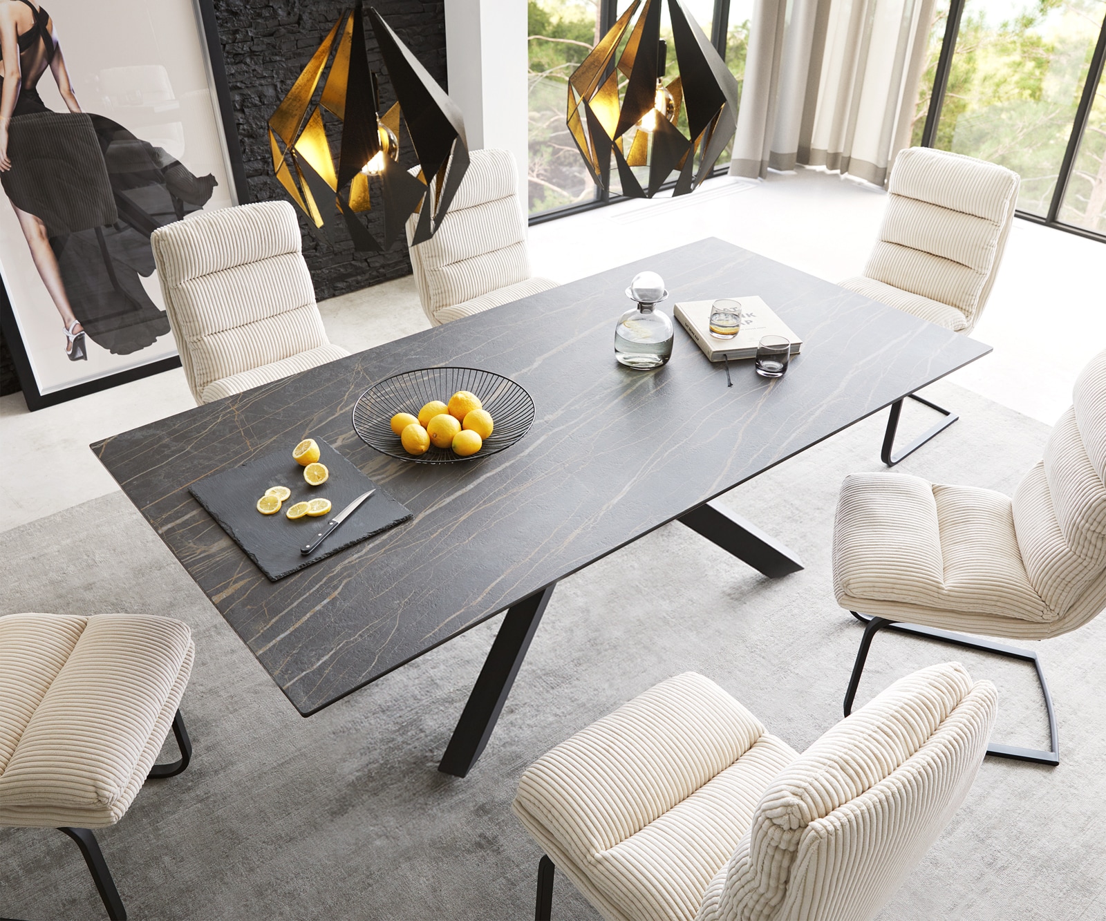 Esstisch Edge 200x100cm Keramik Laminam®Noir Desir Braun Mittelfuß Kreuz Schwarz 1 Esstisch Edge 200x100cm Keramik Laminam®Noir Desir Braun Mittelfuß Kreuz Schwarz 1