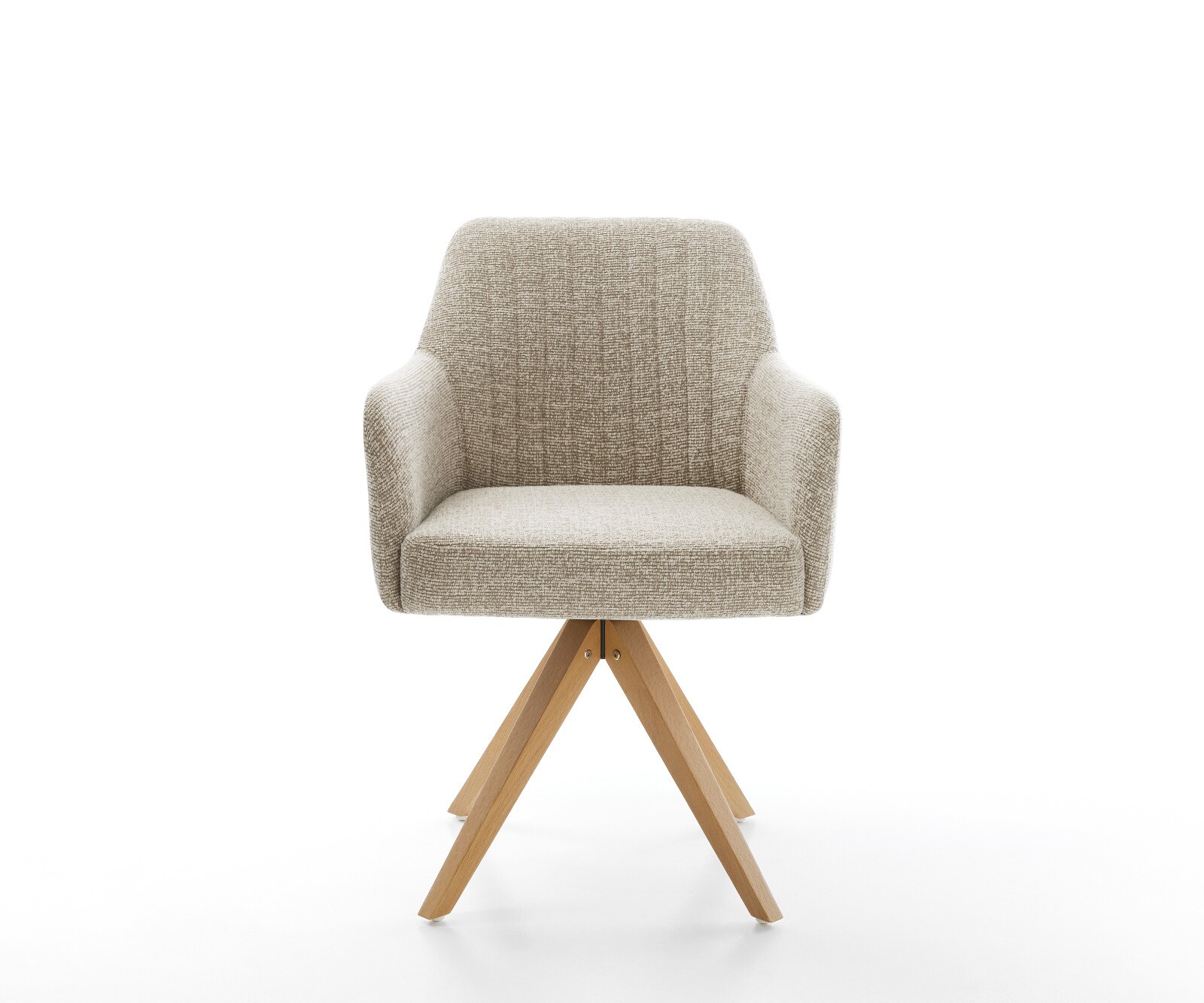Drehstuhl Greg-Flex Webstoff Soft Beige Holzgestell kantig Natur 360° drehbar Taschenfederkern 1