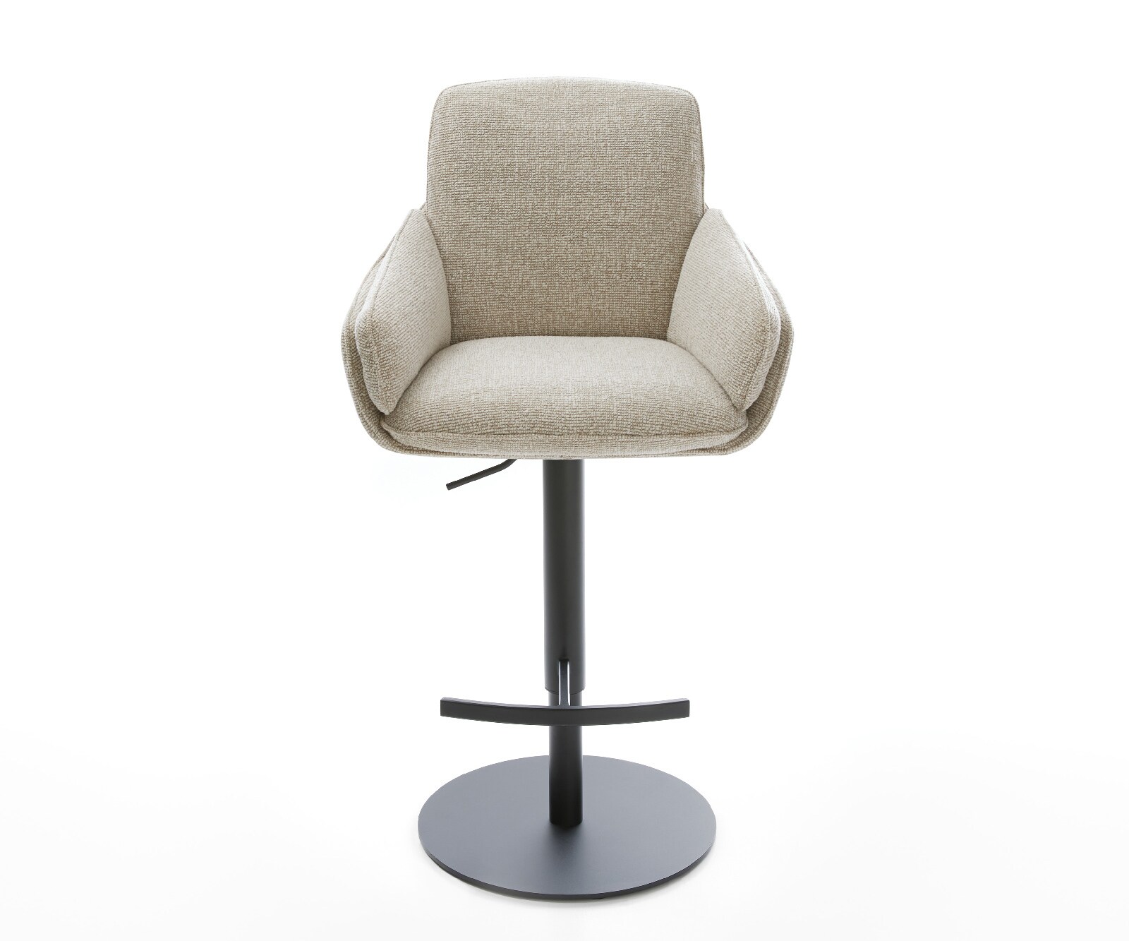 Barstuhl Luan-Flex Webstoff Soft Beige Drehfuß höhenverstellbar Metall Schwarz 2