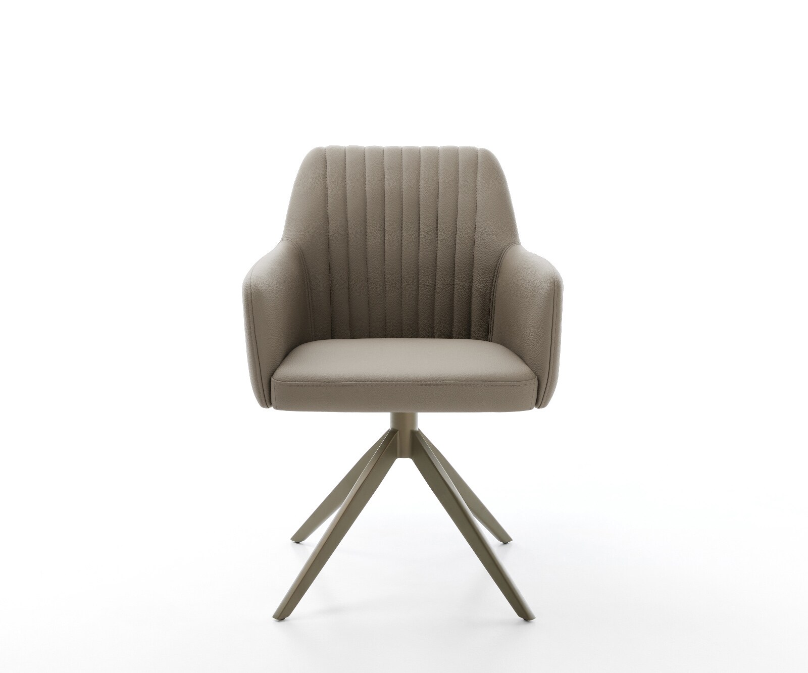 Chaise-pivotante Greg-Flex cuir de vache couleur boue pied croisé large aspect titane pivotement sur 360° fonction bascule ressorts ensachés 1